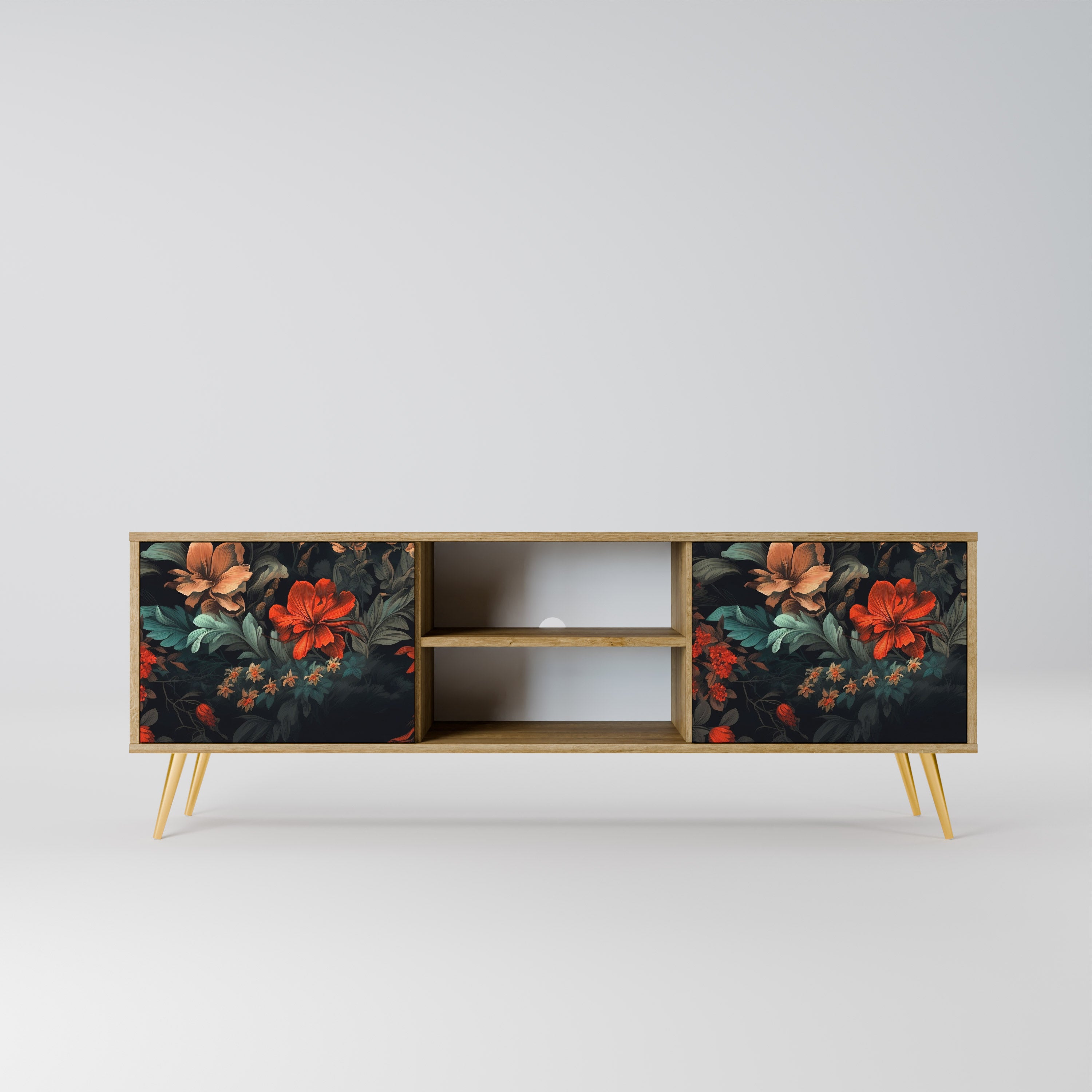 Mueble de TV IMAGINARY BLOSSOM de 2 puertas con efecto roble