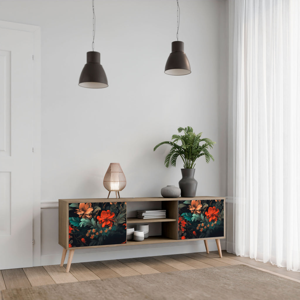 Mueble de TV IMAGINARY BLOSSOM de 2 puertas con efecto roble