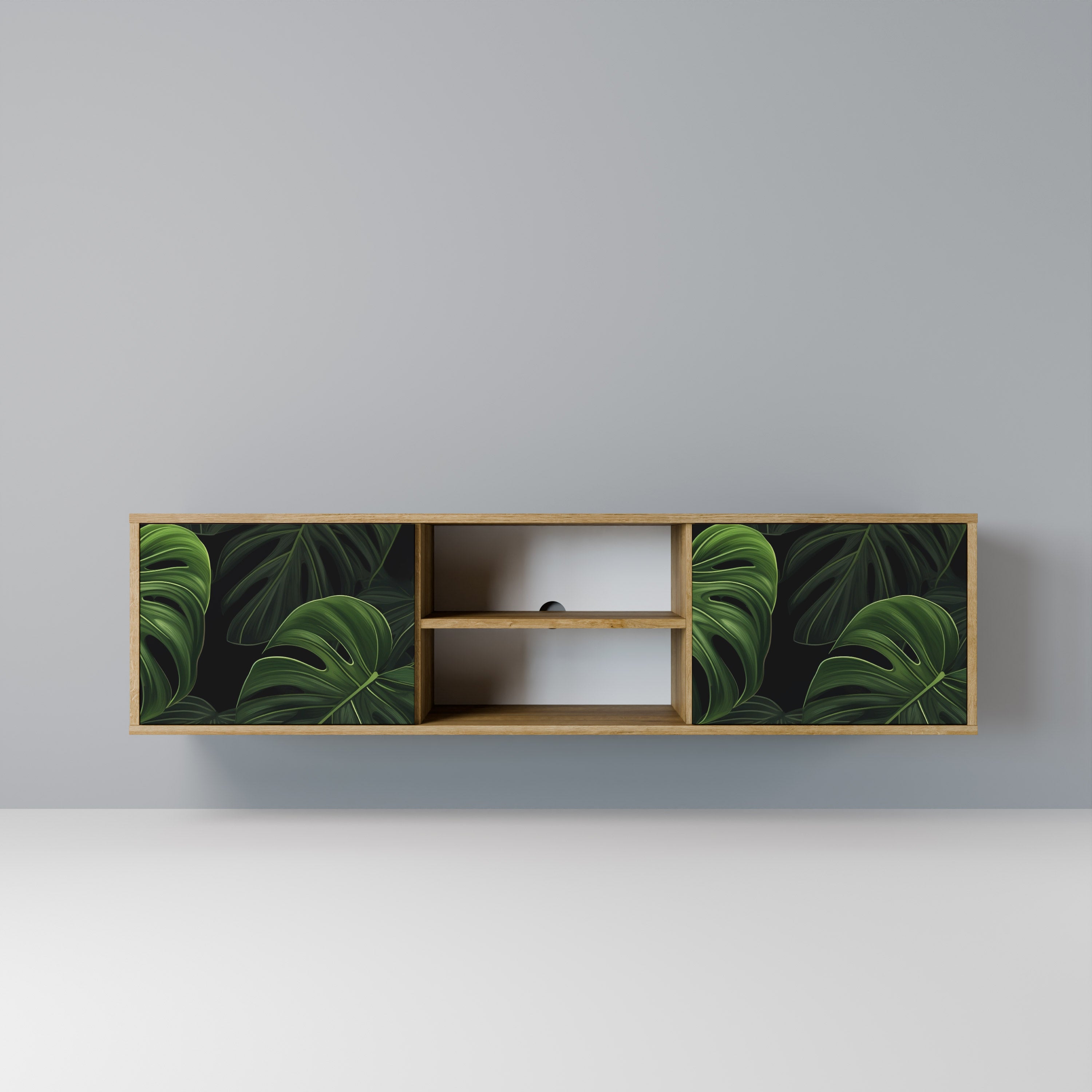 Mueble de TV INFINITE MONSTERA de 2 puertas con efecto roble