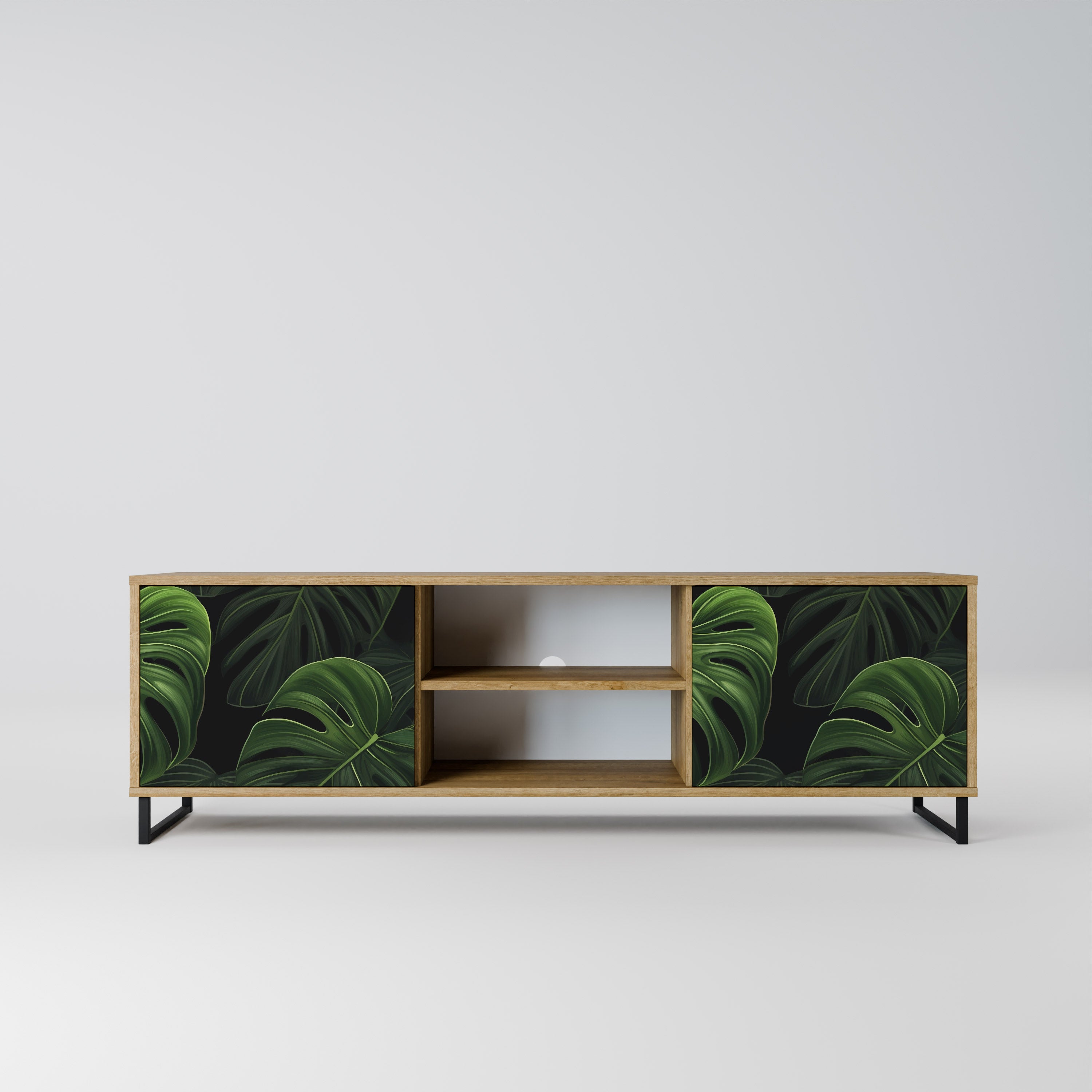 Mueble de TV INFINITE MONSTERA de 2 puertas con efecto roble
