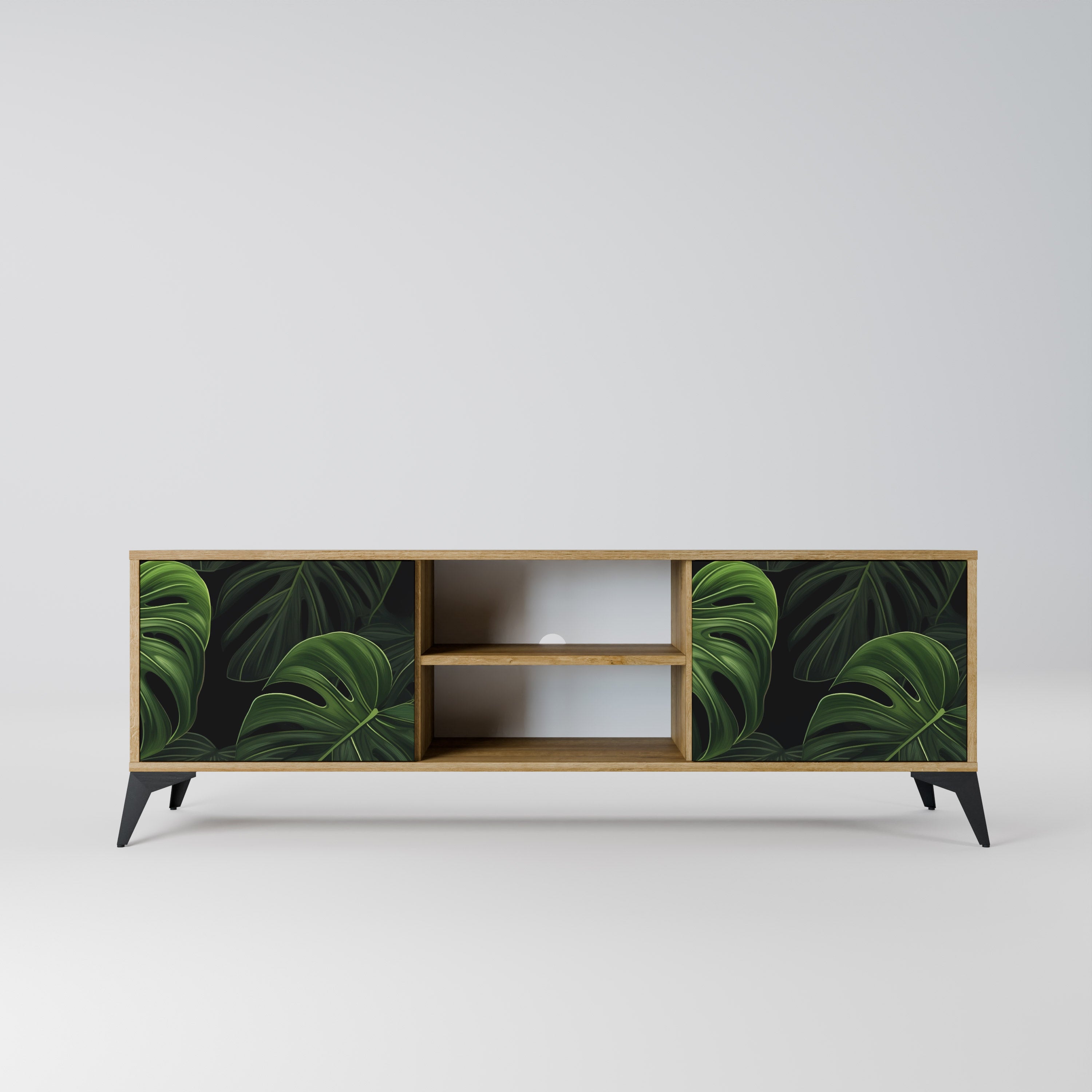 Mueble de TV INFINITE MONSTERA de 2 puertas con efecto roble