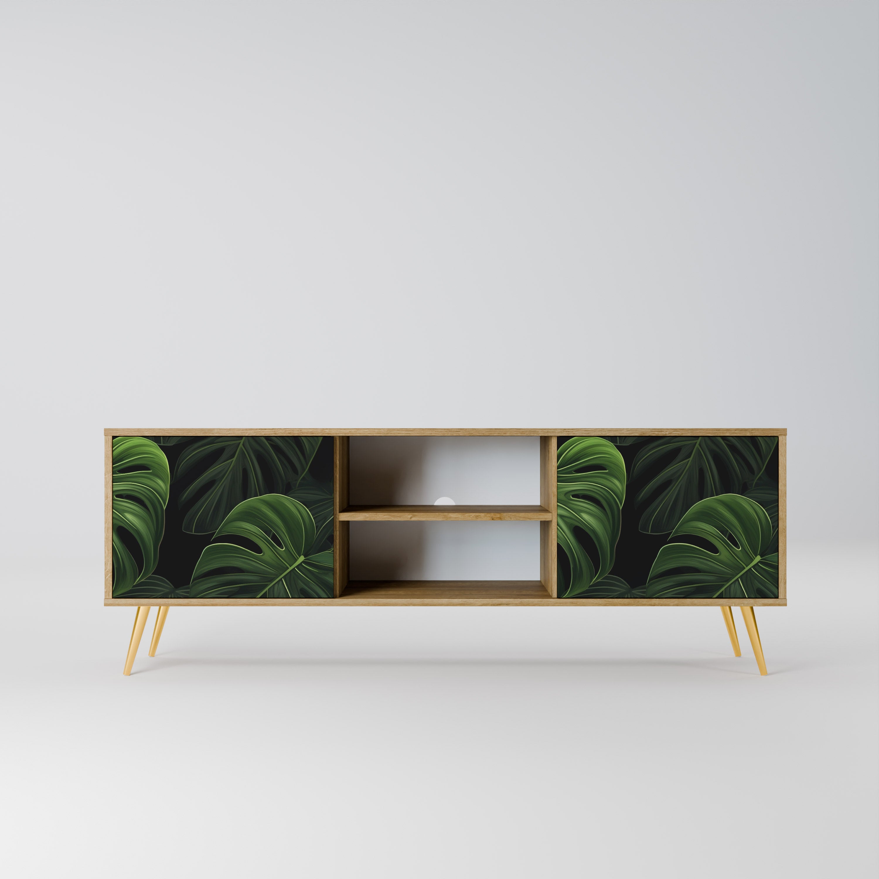 Mueble de TV INFINITE MONSTERA de 2 puertas con efecto roble