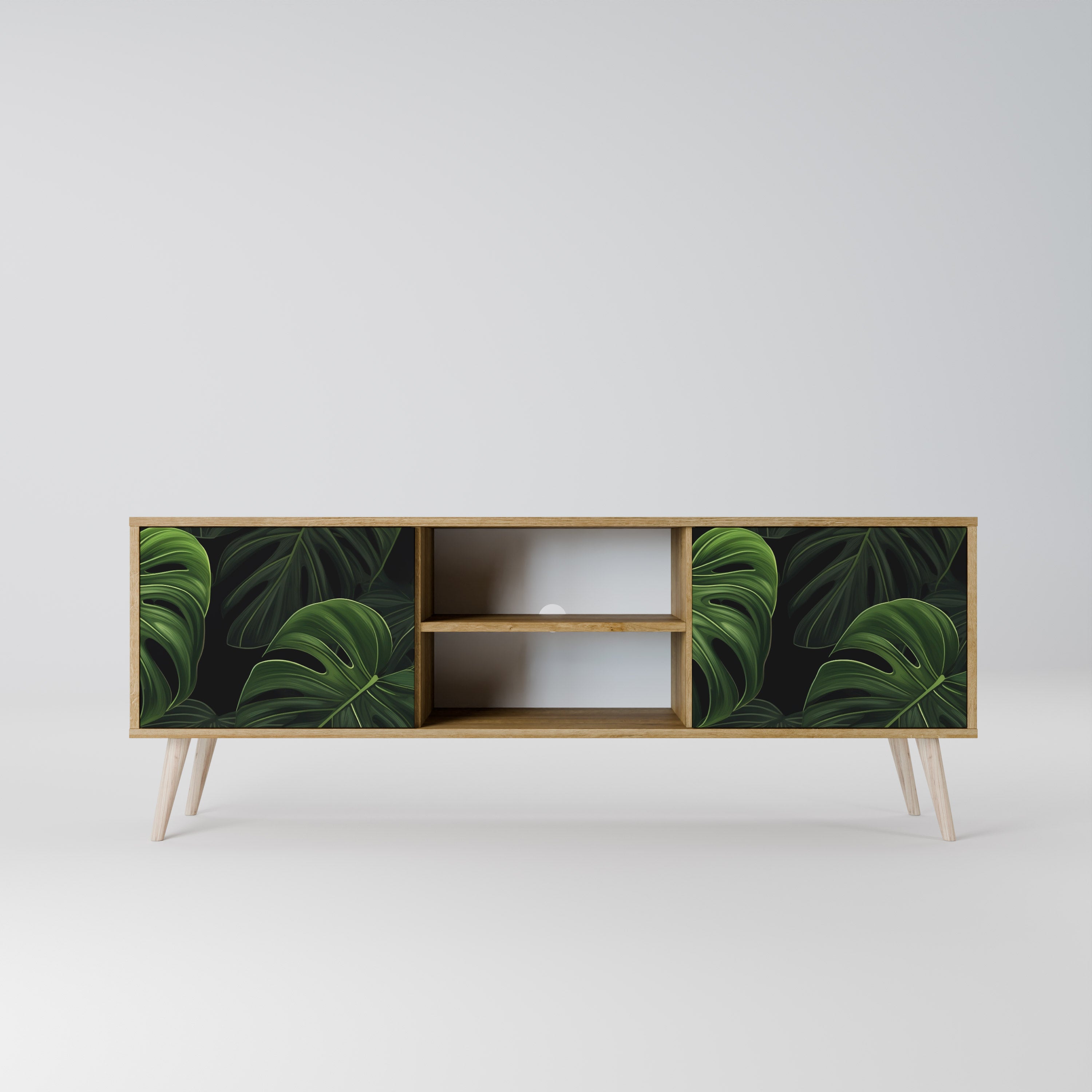 Mueble de TV INFINITE MONSTERA de 2 puertas con efecto roble