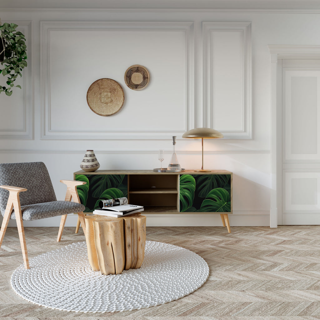 INFINITE MONSTERA 2-Door TV Stand in Oak Effect