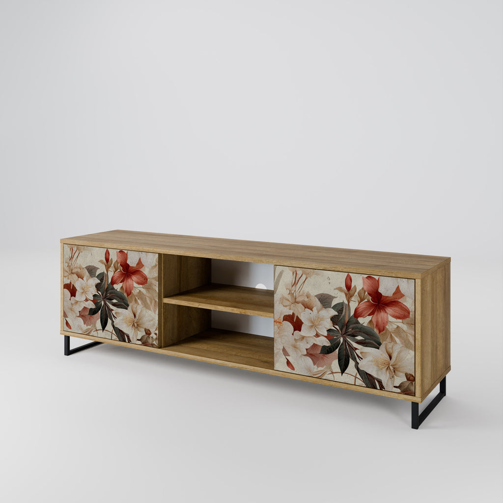 Mueble de TV PETAL HARMONY de 2 puertas con efecto roble