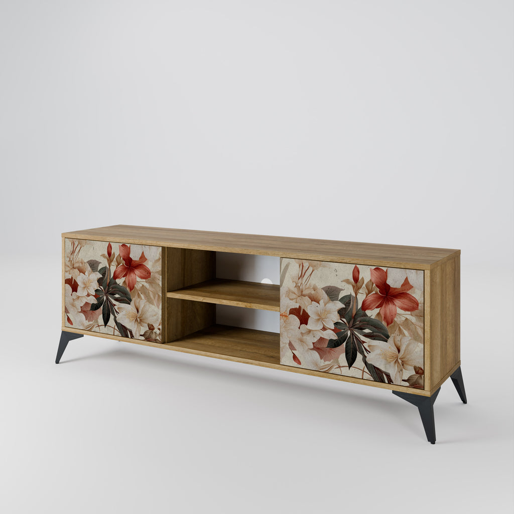 Mueble de TV PETAL HARMONY de 2 puertas con efecto roble