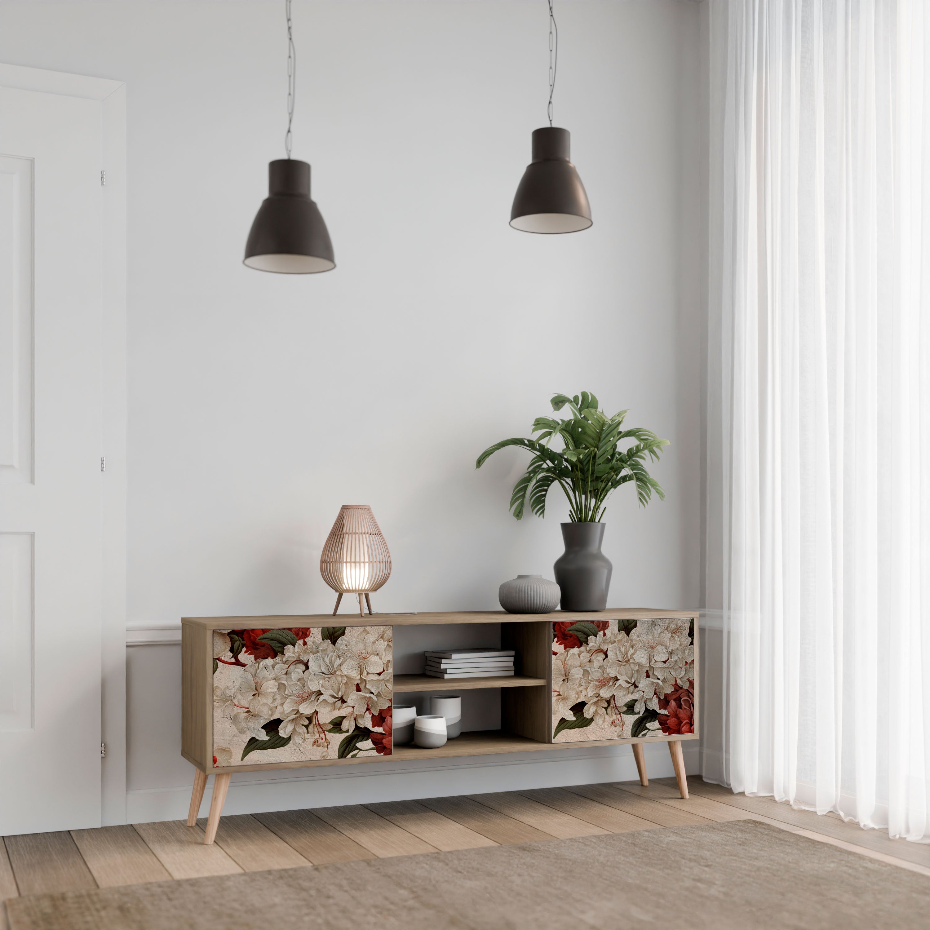 Mueble de TV de 2 puertas con efecto roble EPHEMERAL DAYS