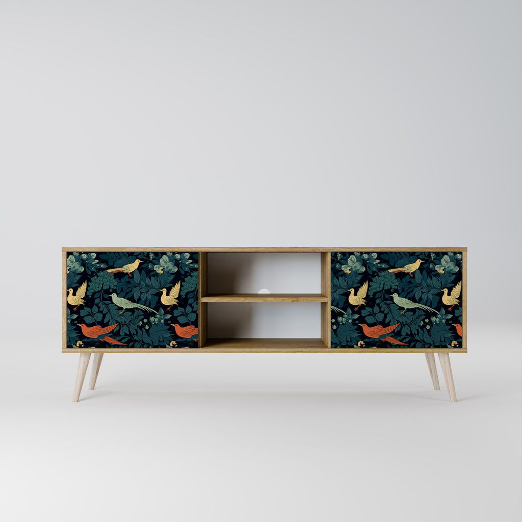 Mueble de TV de 2 puertas FOWL ORNAMENT con efecto roble