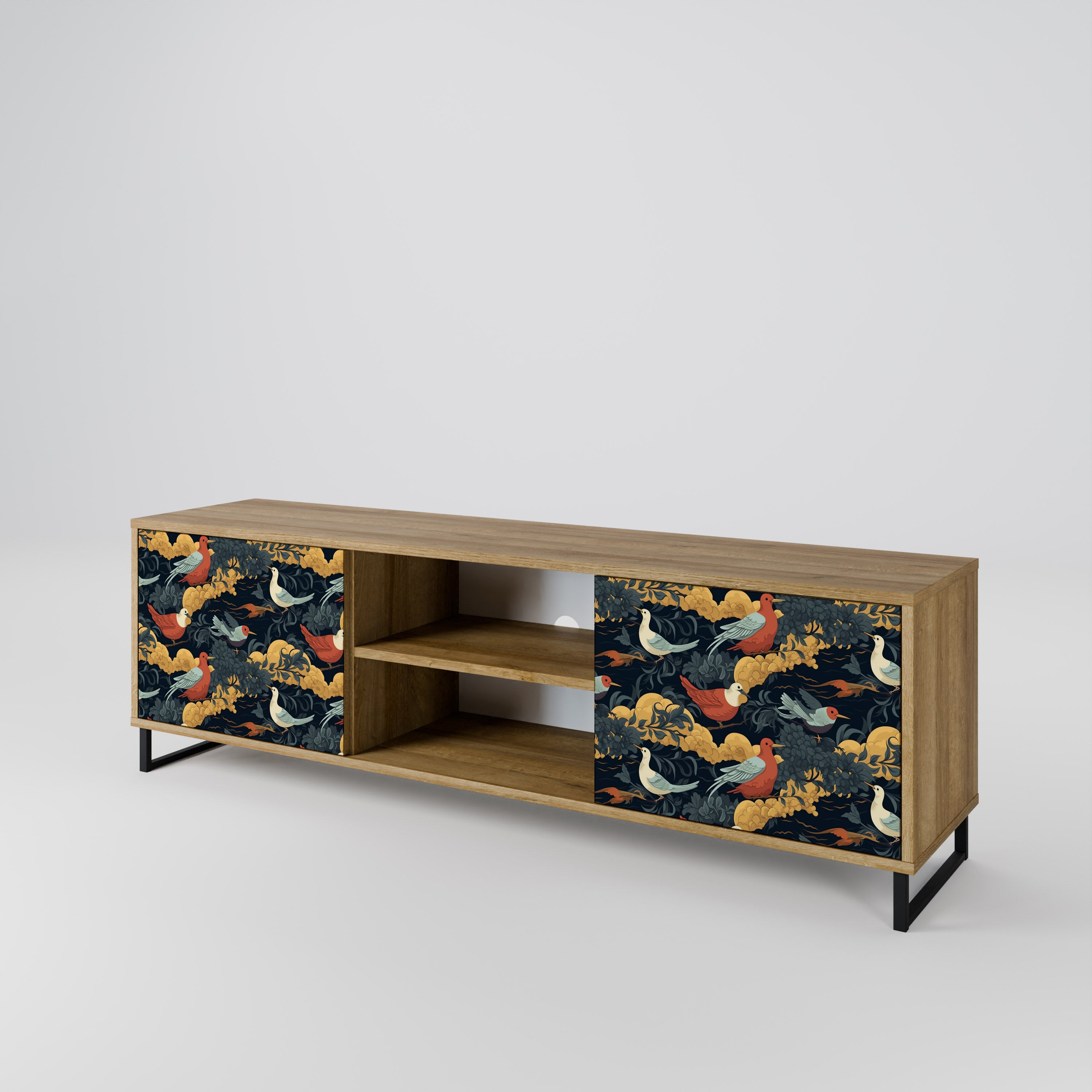 Mueble de TV de 2 puertas FOWLY DAZE con efecto roble