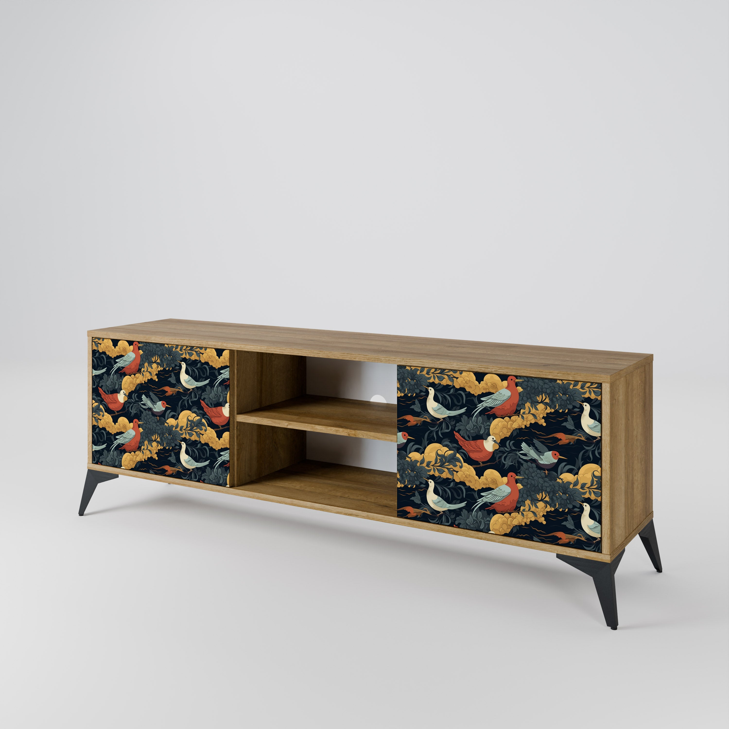 Mueble de TV de 2 puertas FOWLY DAZE con efecto roble