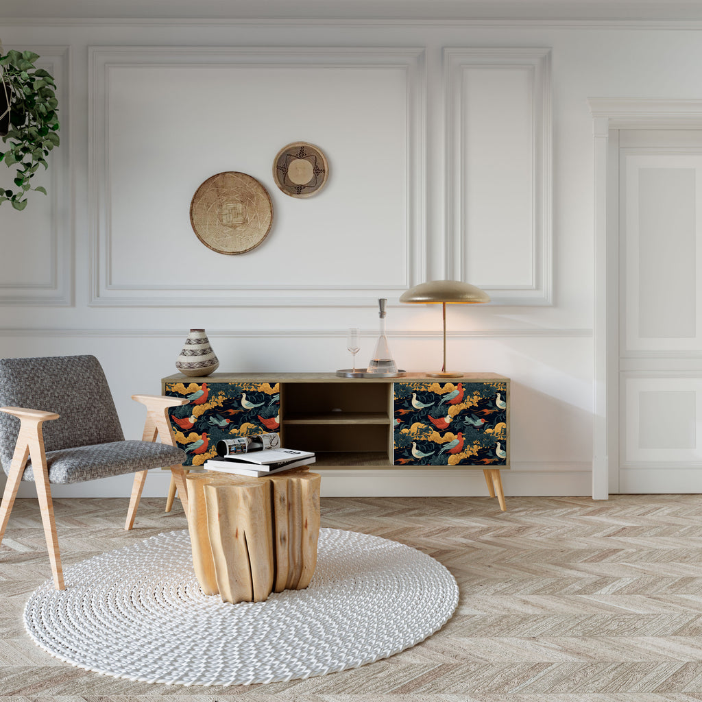 Mueble de TV de 2 puertas FOWLY DAZE con efecto roble