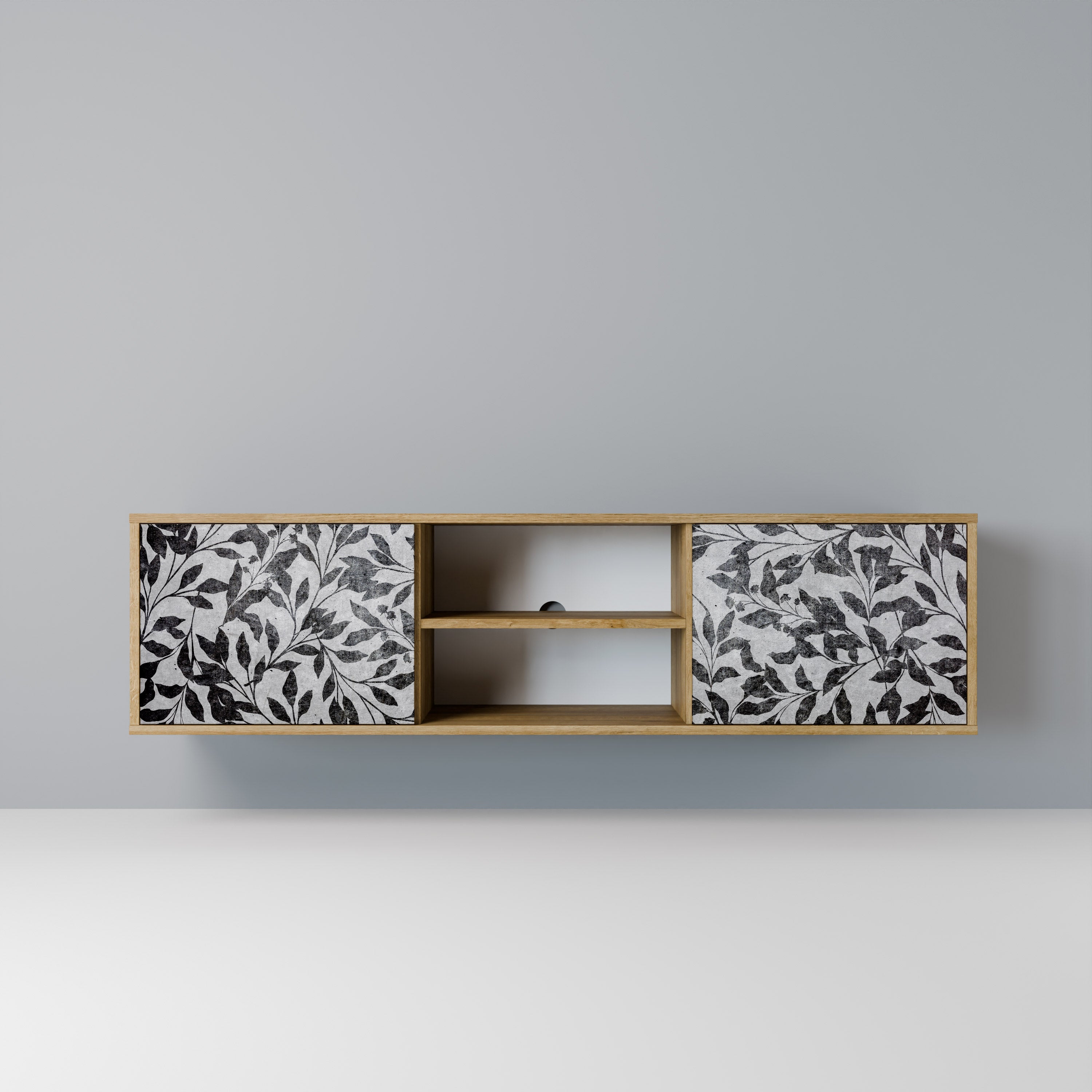 Mueble de TV de 2 puertas CHARCOAL SPROUT con efecto roble