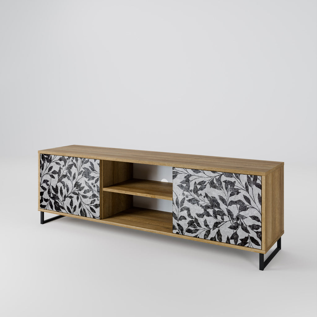 Mueble de TV de 2 puertas CHARCOAL SPROUT con efecto roble