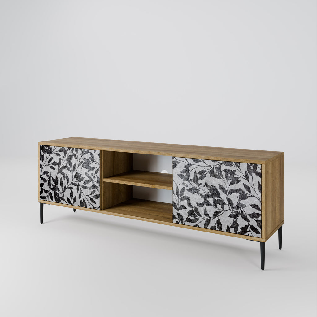 Mueble de TV de 2 puertas CHARCOAL SPROUT con efecto roble