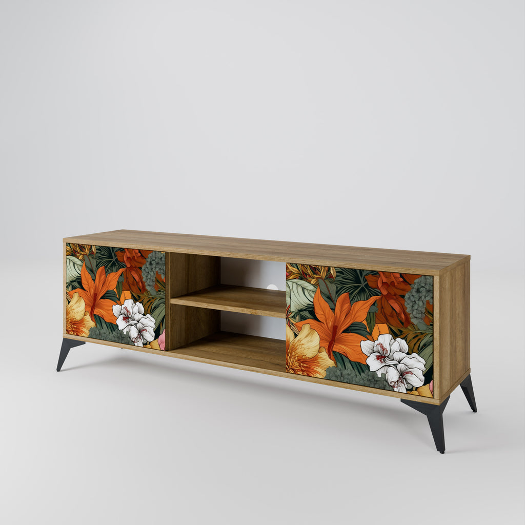 Mueble de TV de 2 puertas RADIANT FLORA con efecto roble