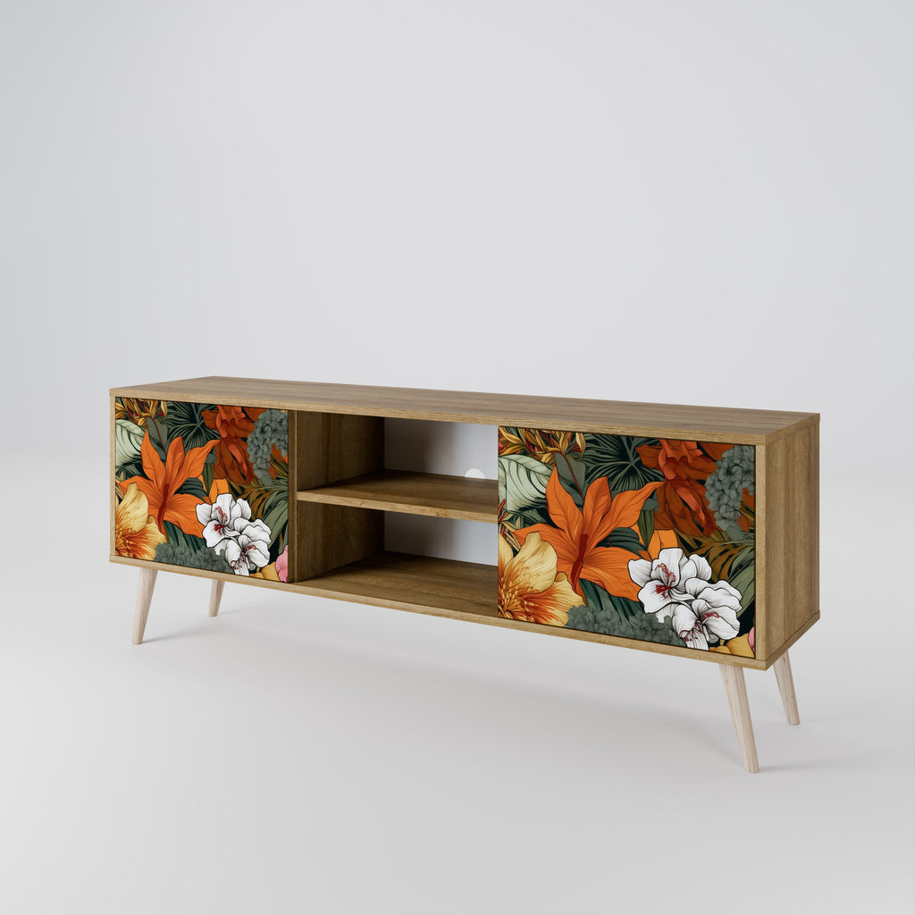 Mueble de TV de 2 puertas RADIANT FLORA con efecto roble