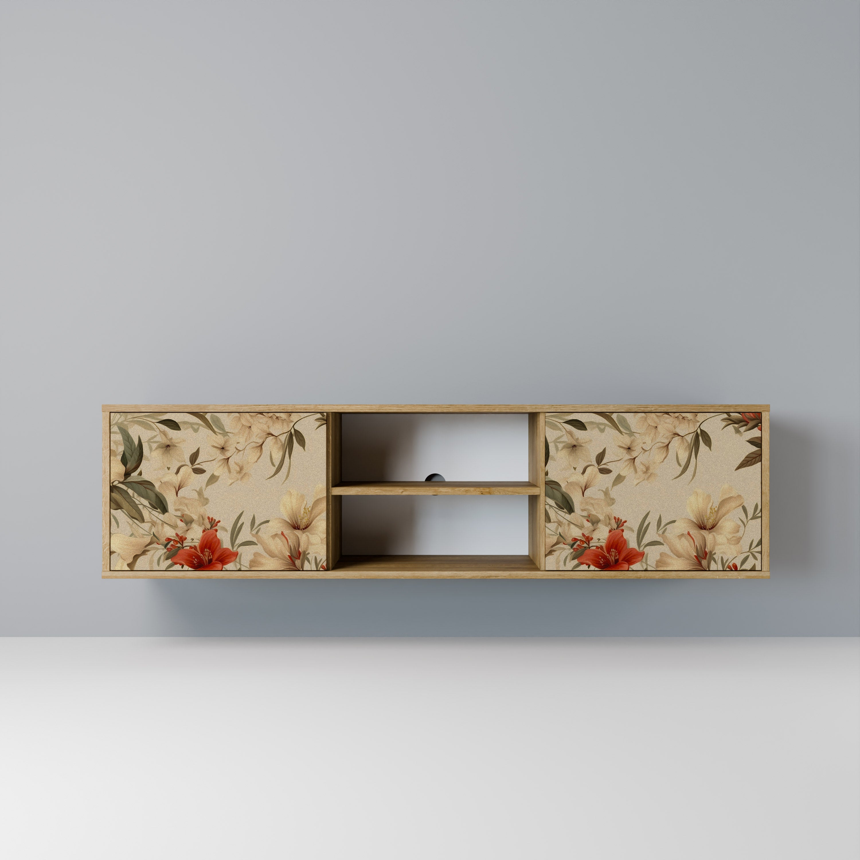 Mueble de TV de 2 puertas BLOOMING HARMONY con efecto roble