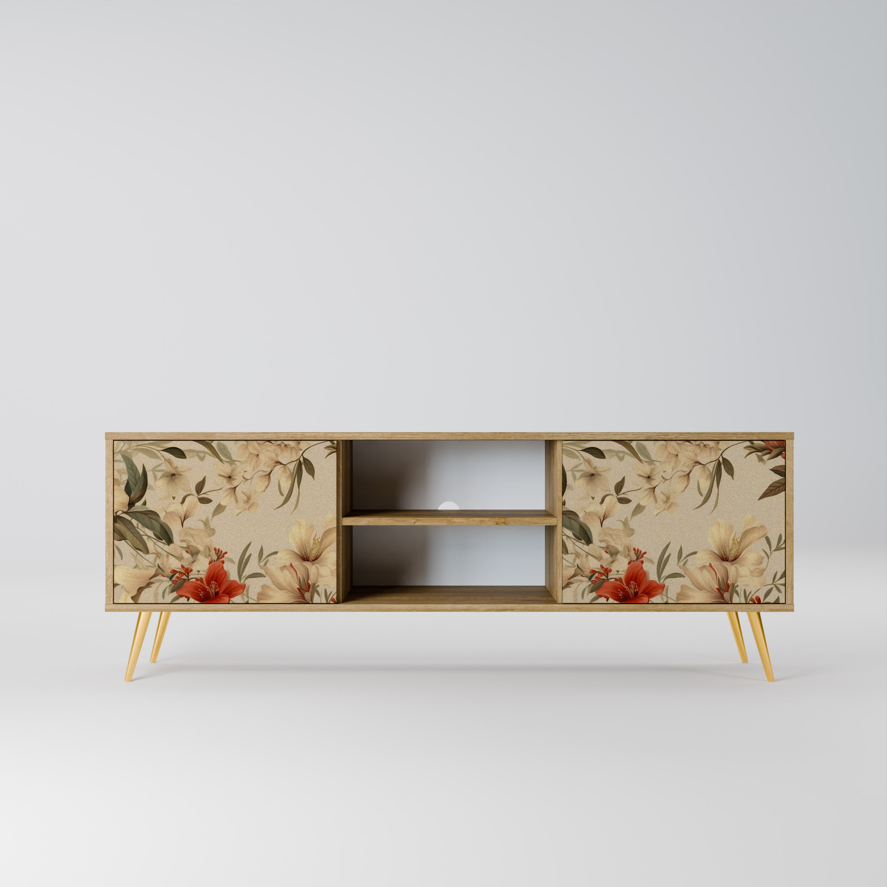 Mueble de TV de 2 puertas BLOOMING HARMONY con efecto roble