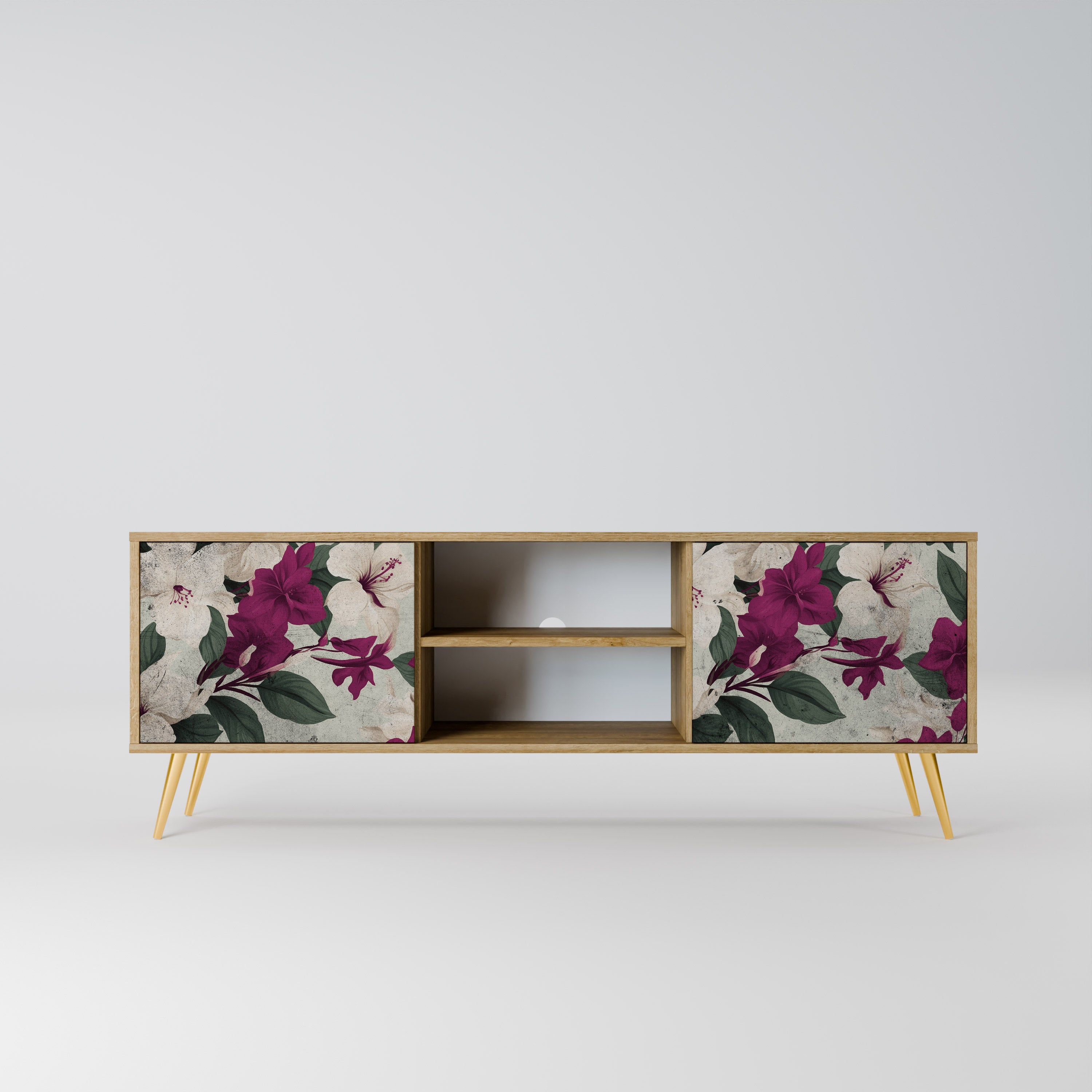 Mueble de TV de 2 puertas FLOWERET DREAM con efecto roble