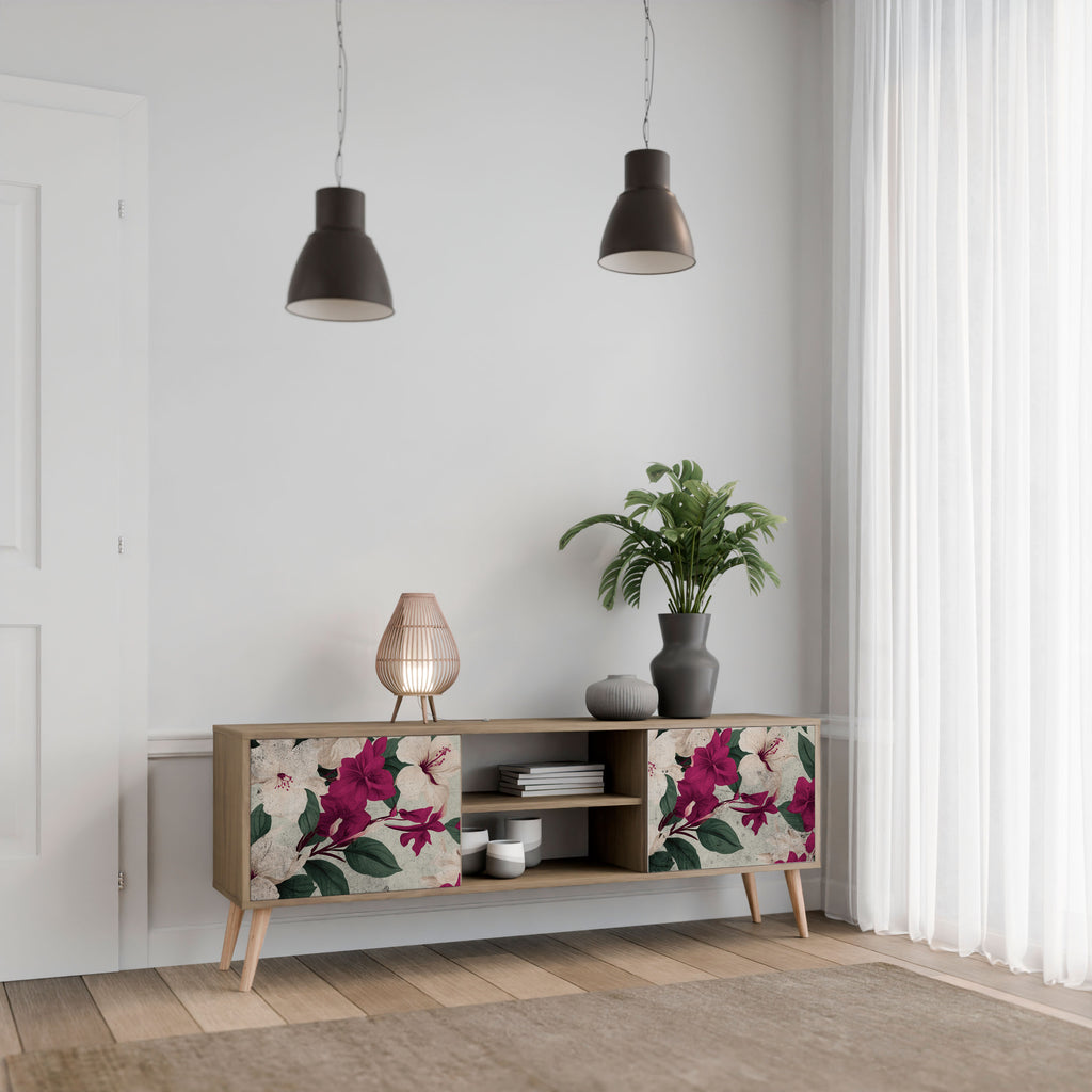 Mueble de TV de 2 puertas FLOWERET DREAM con efecto roble