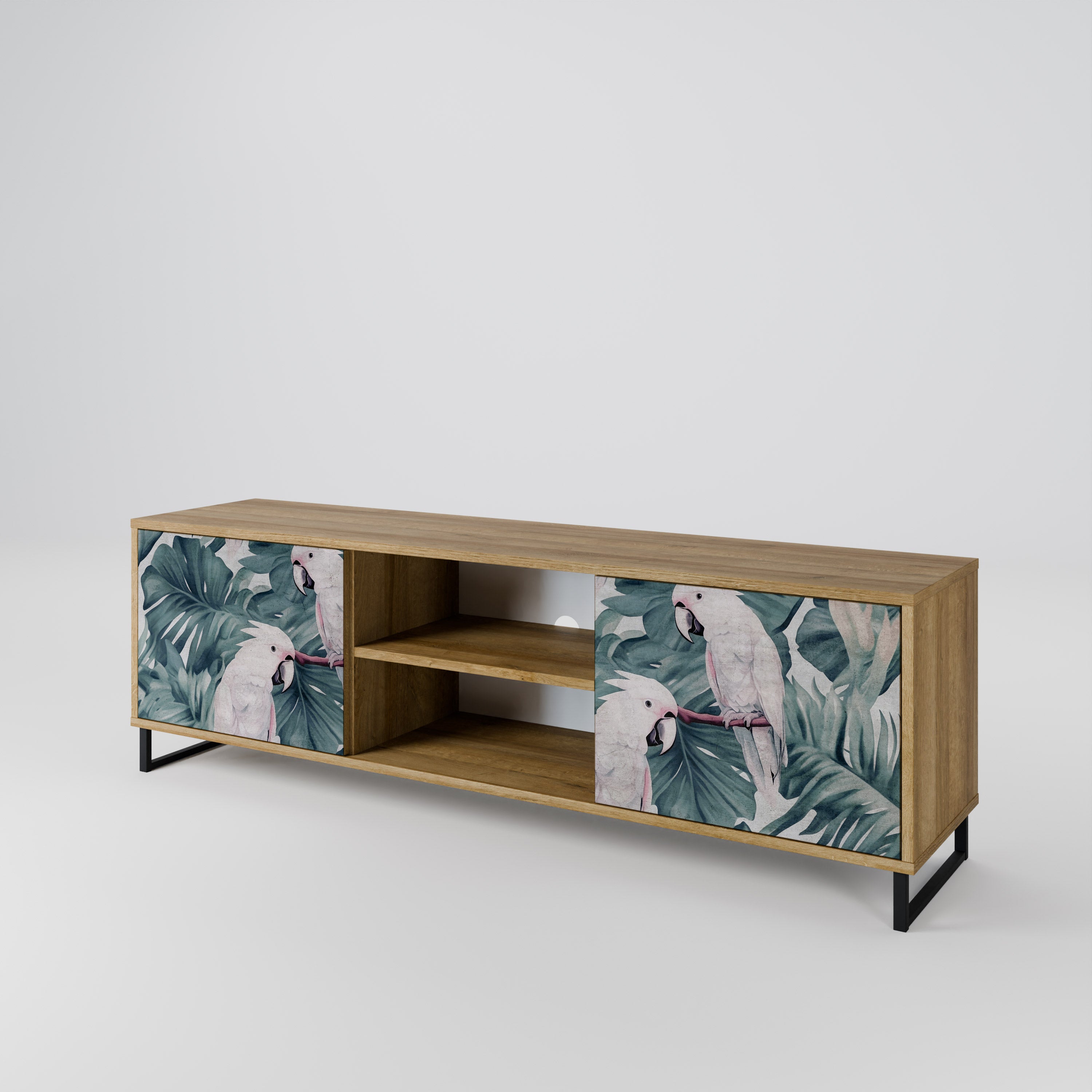 Mueble de TV POPINJAY LOOK de 2 puertas con efecto roble