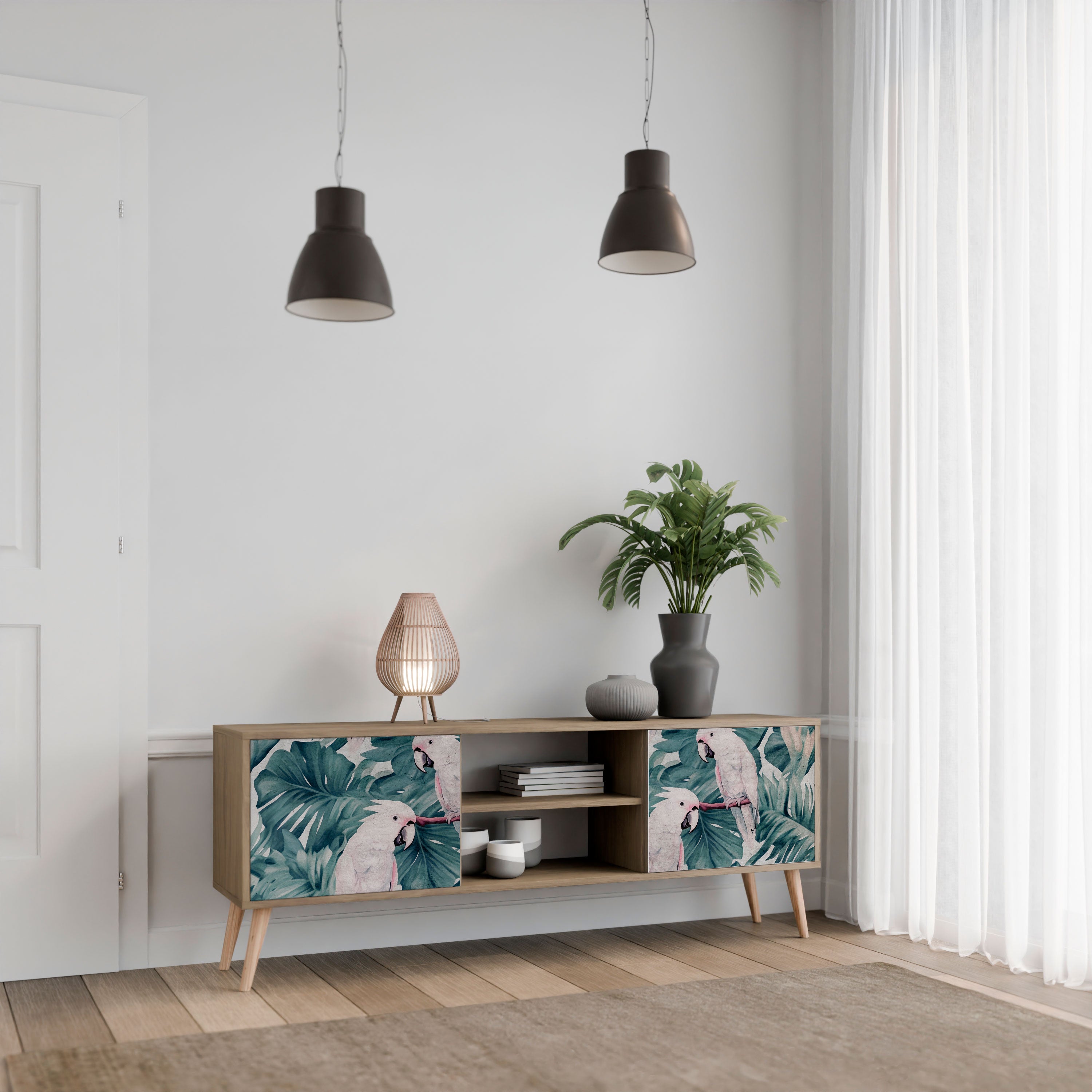 Mueble de TV POPINJAY LOOK de 2 puertas con efecto roble