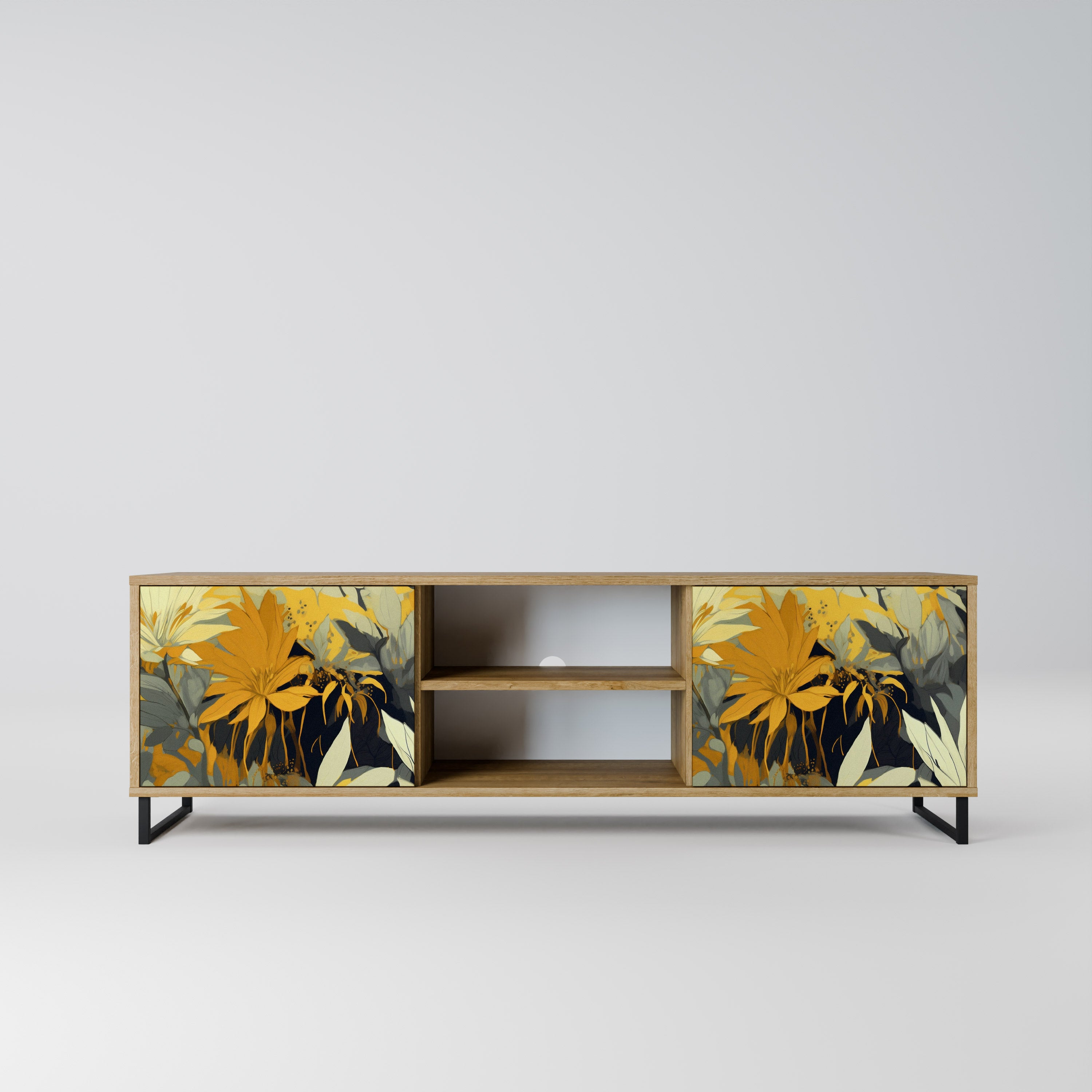 Mueble de TV de 2 puertas SUNKISSED LILY con efecto roble
