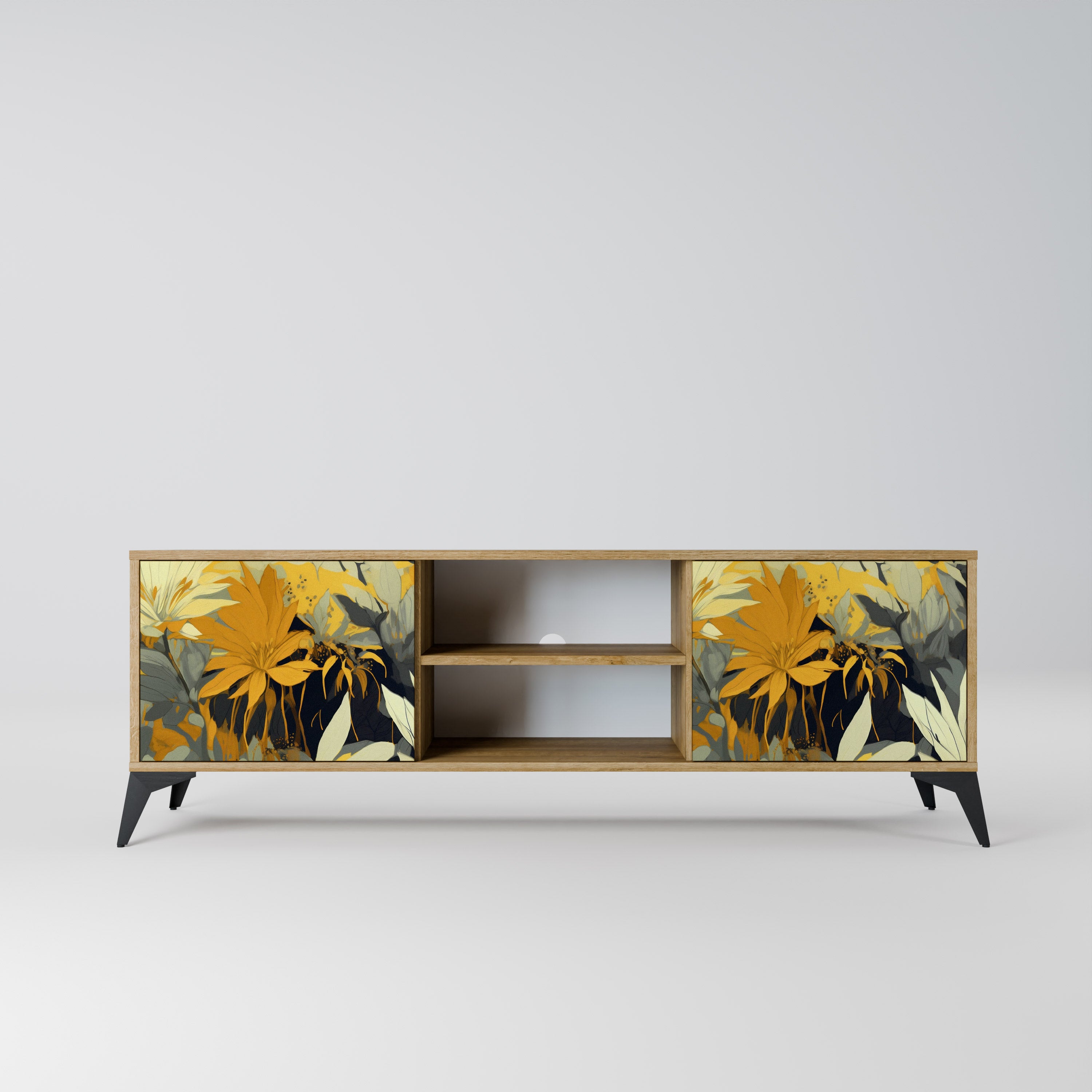 Mueble de TV de 2 puertas SUNKISSED LILY con efecto roble