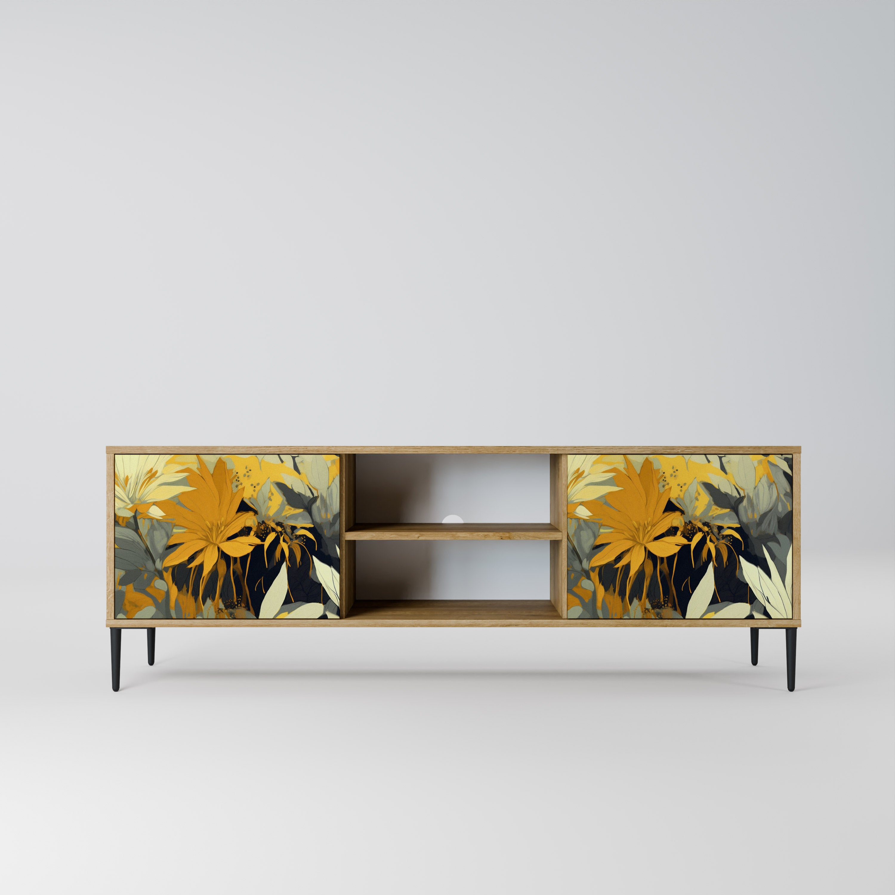 Mueble de TV de 2 puertas SUNKISSED LILY con efecto roble