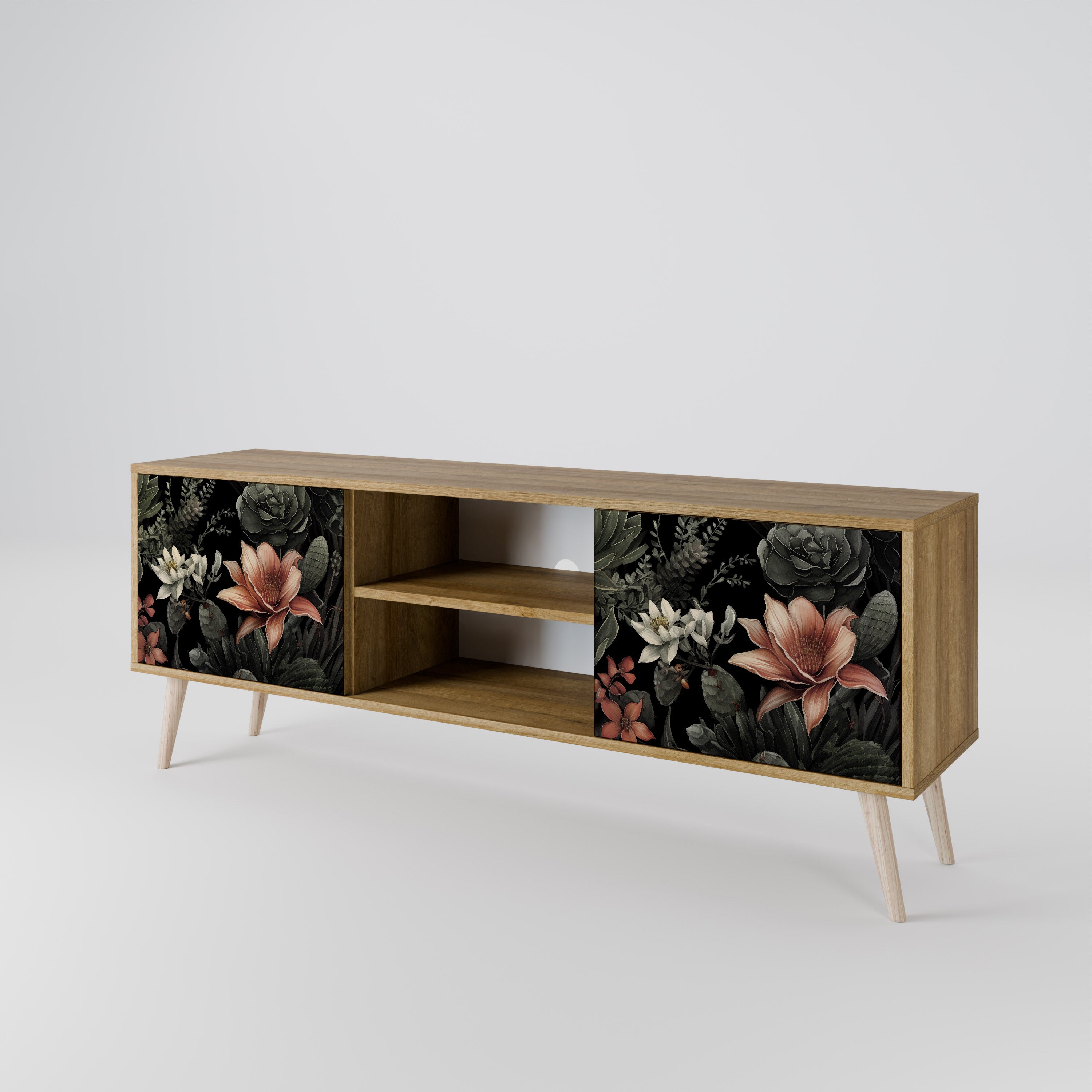 Mueble de TV SECRET VERDURE de 2 puertas con efecto roble