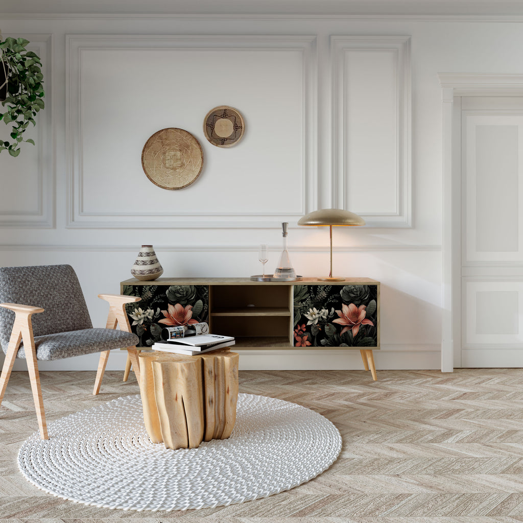 Mueble de TV SECRET VERDURE de 2 puertas con efecto roble