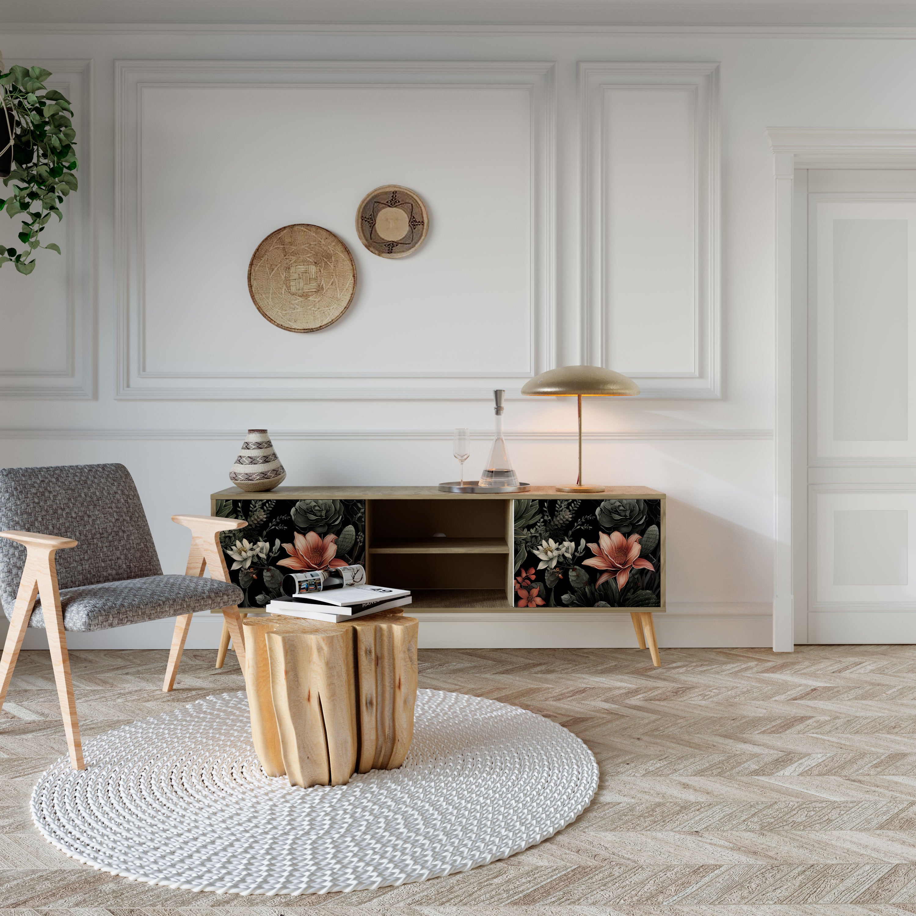 Mueble de TV SECRET VERDURE de 2 puertas con efecto roble