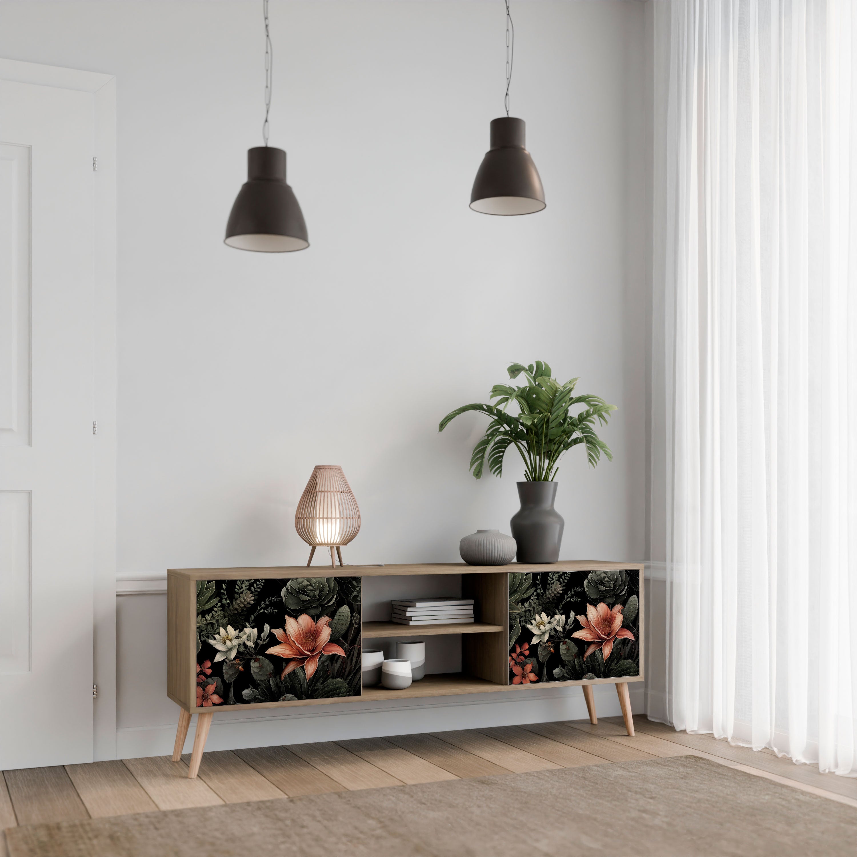 Mueble de TV SECRET VERDURE de 2 puertas con efecto roble