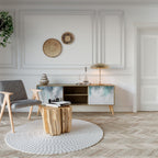 PALM VEIL Mueble de TV de 2 Puertas en Efecto Roble