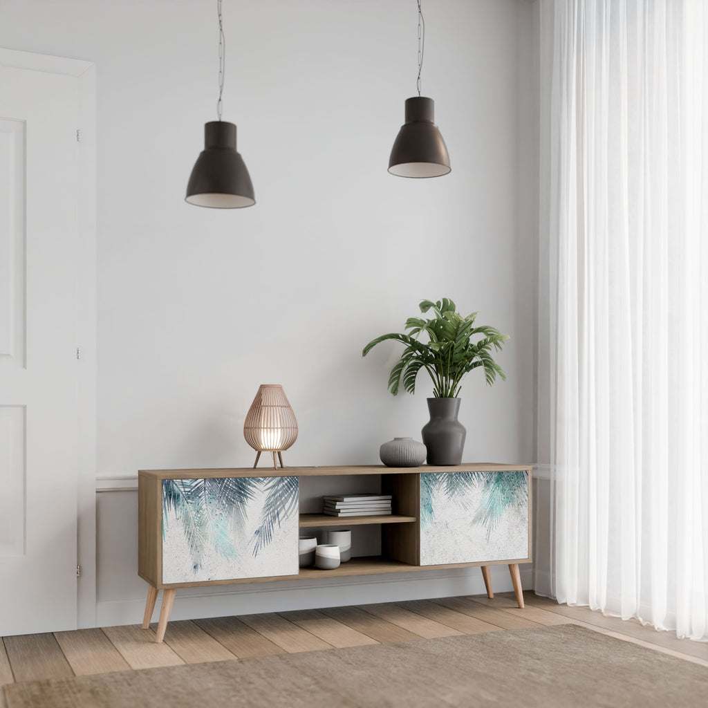 Mueble de TV de 2 puertas PALM VEIL con efecto roble