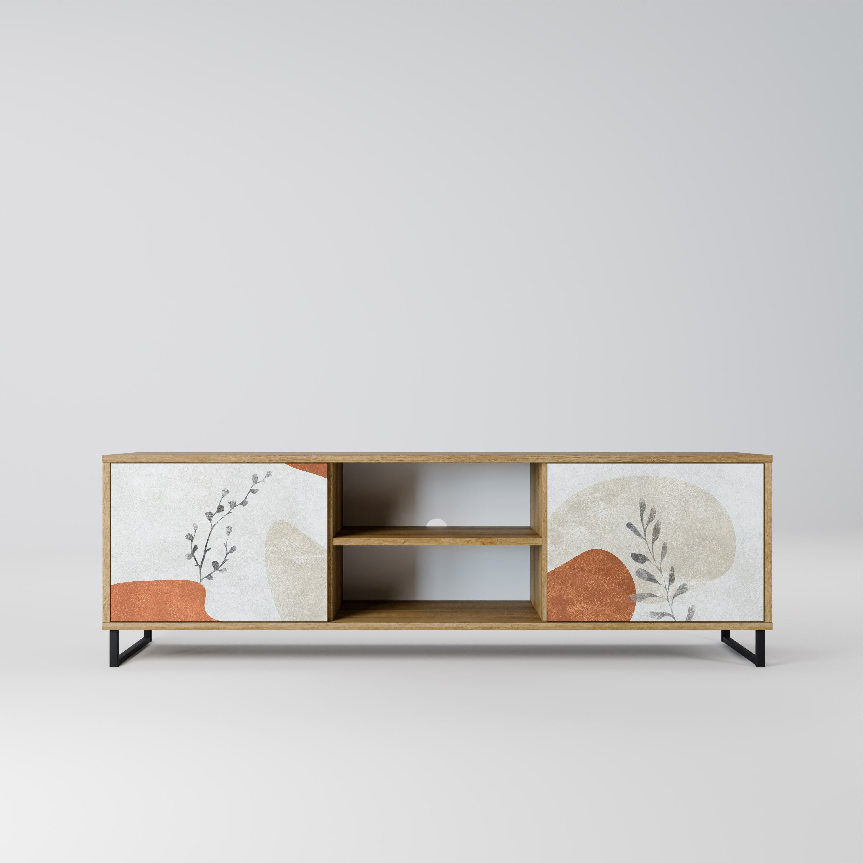 Mueble de TV de 2 puertas TRANQUIL TWIG con efecto roble