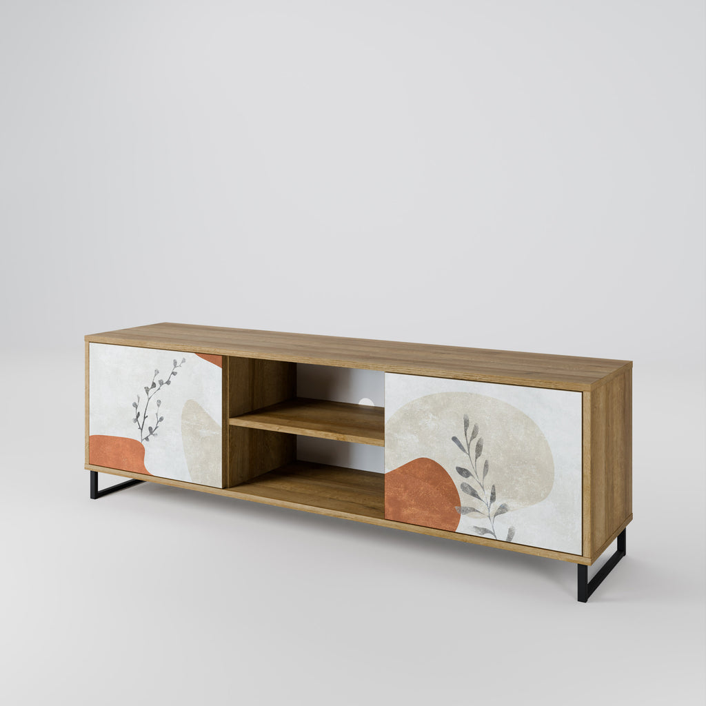 Mueble de TV de 2 puertas TRANQUIL TWIG con efecto roble