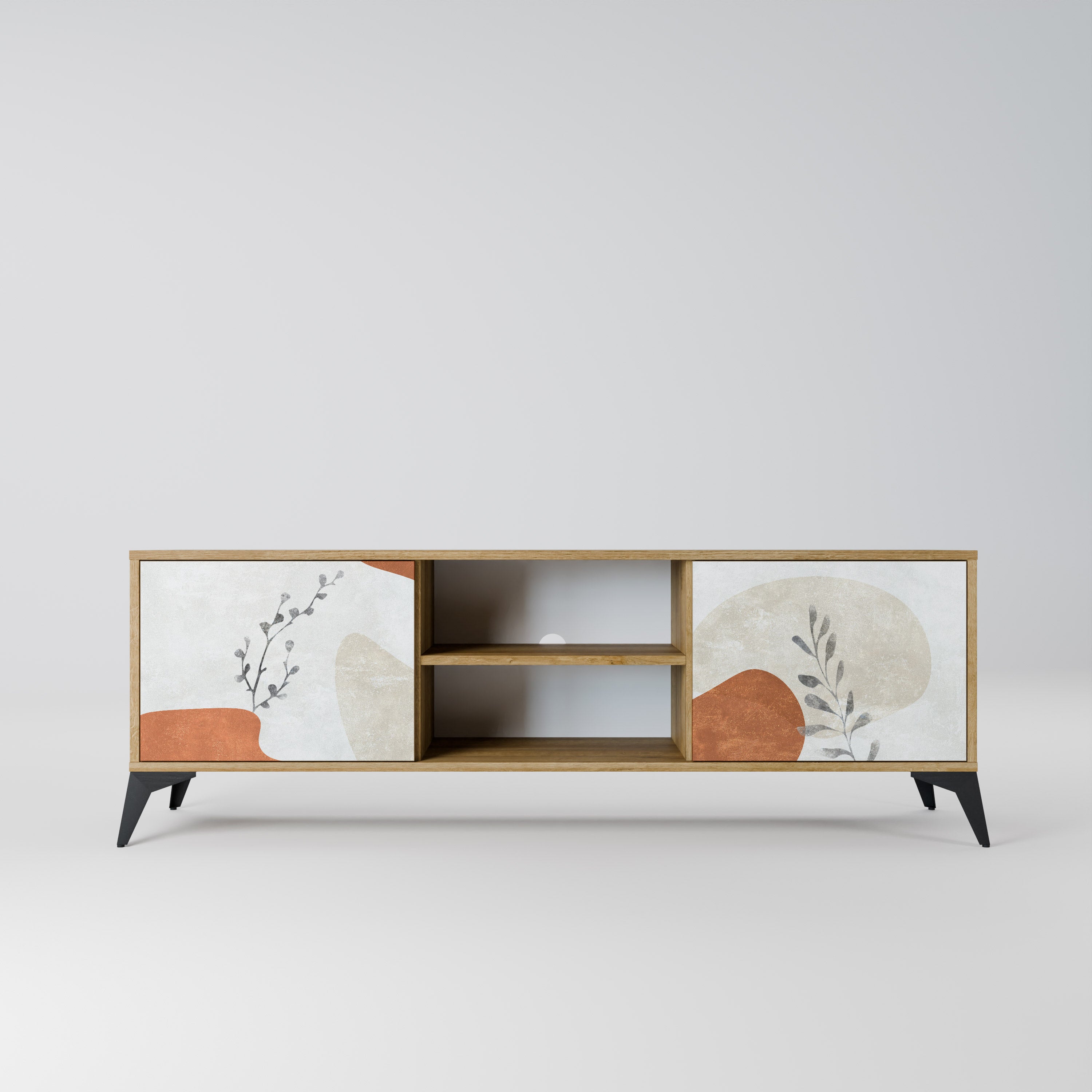 Mueble de TV de 2 puertas TRANQUIL TWIG con efecto roble