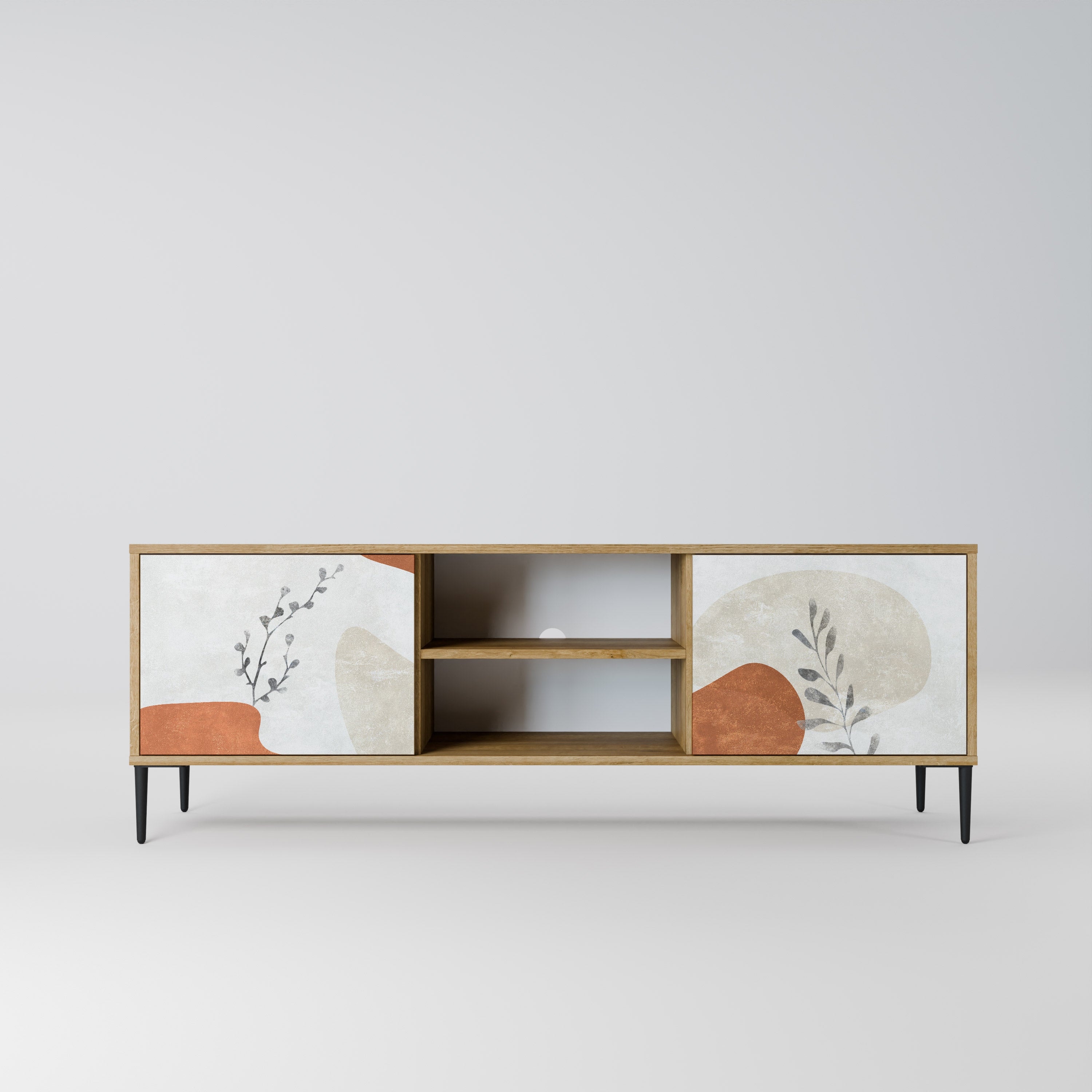 Mueble de TV de 2 puertas TRANQUIL TWIG con efecto roble