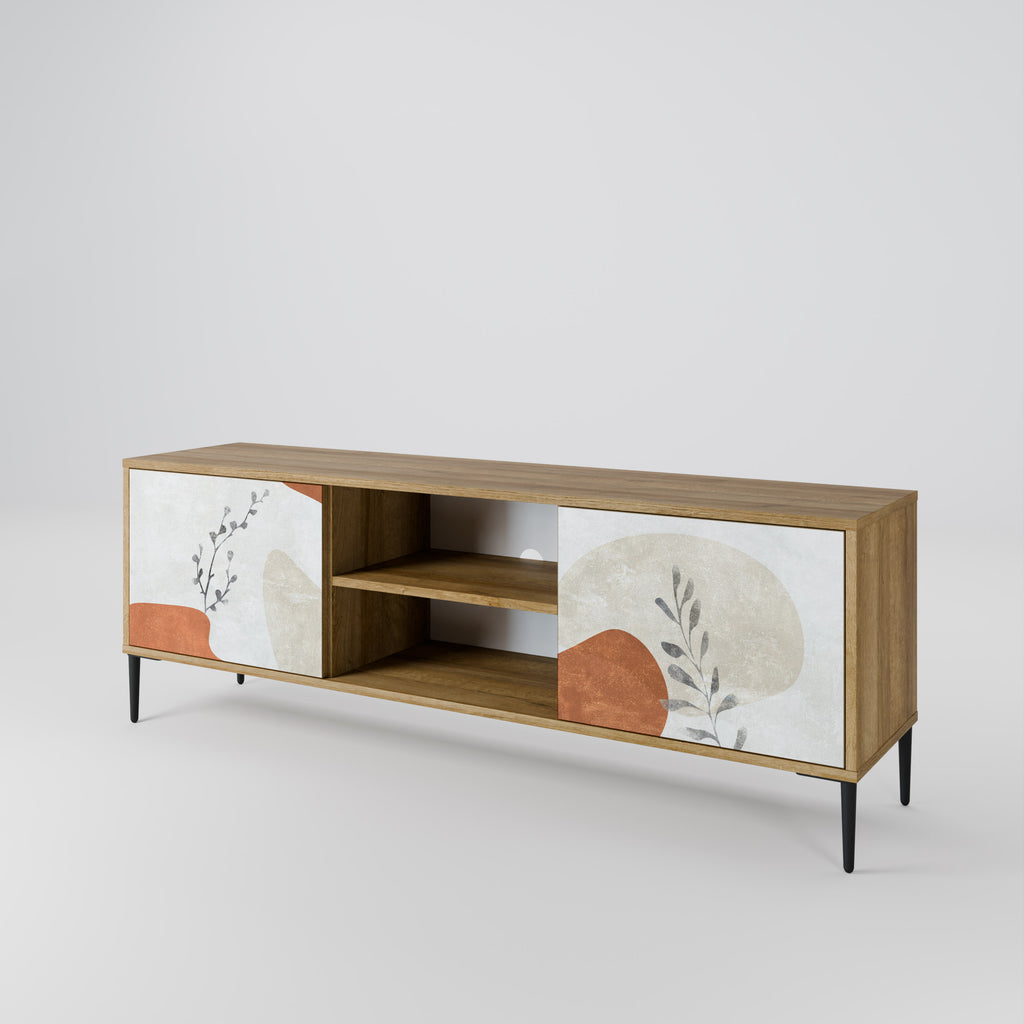 Mueble de TV de 2 puertas TRANQUIL TWIG con efecto roble