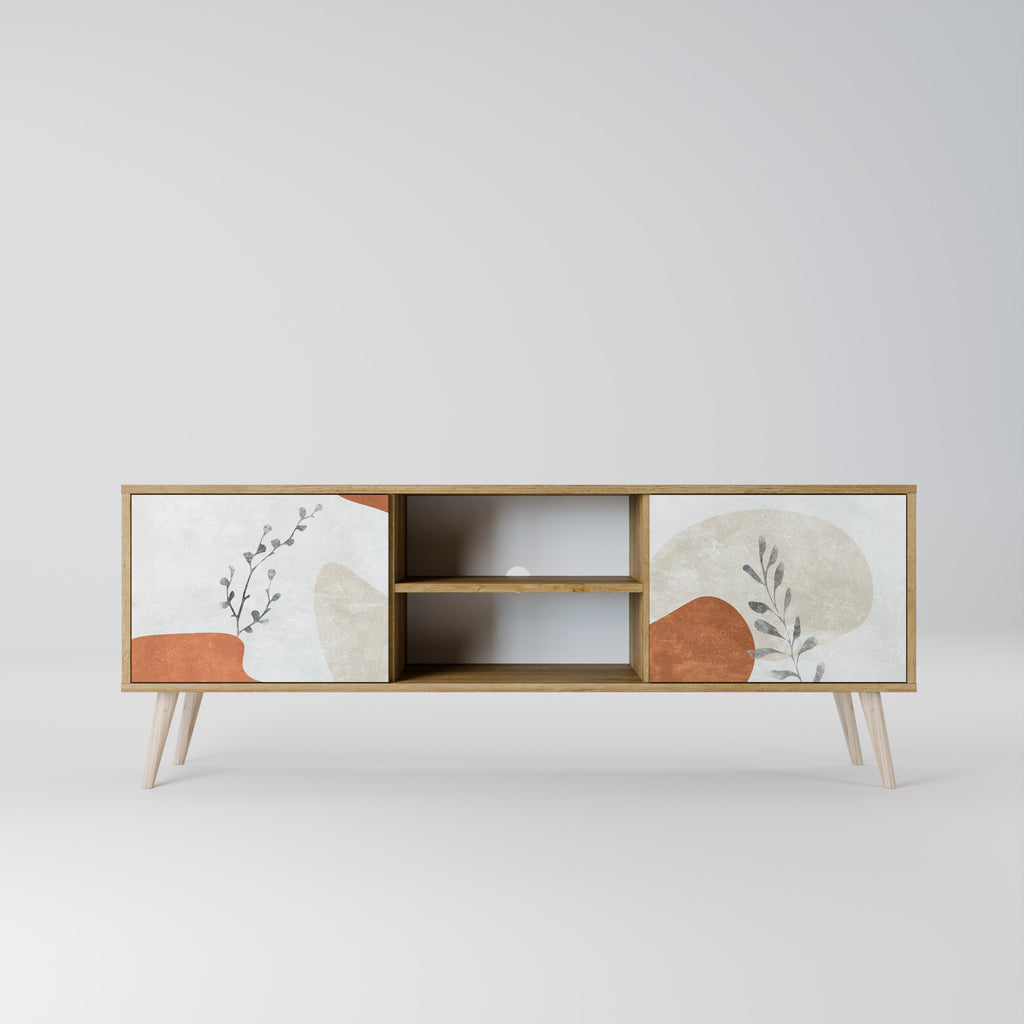 Mueble de TV de 2 puertas TRANQUIL TWIG con efecto roble