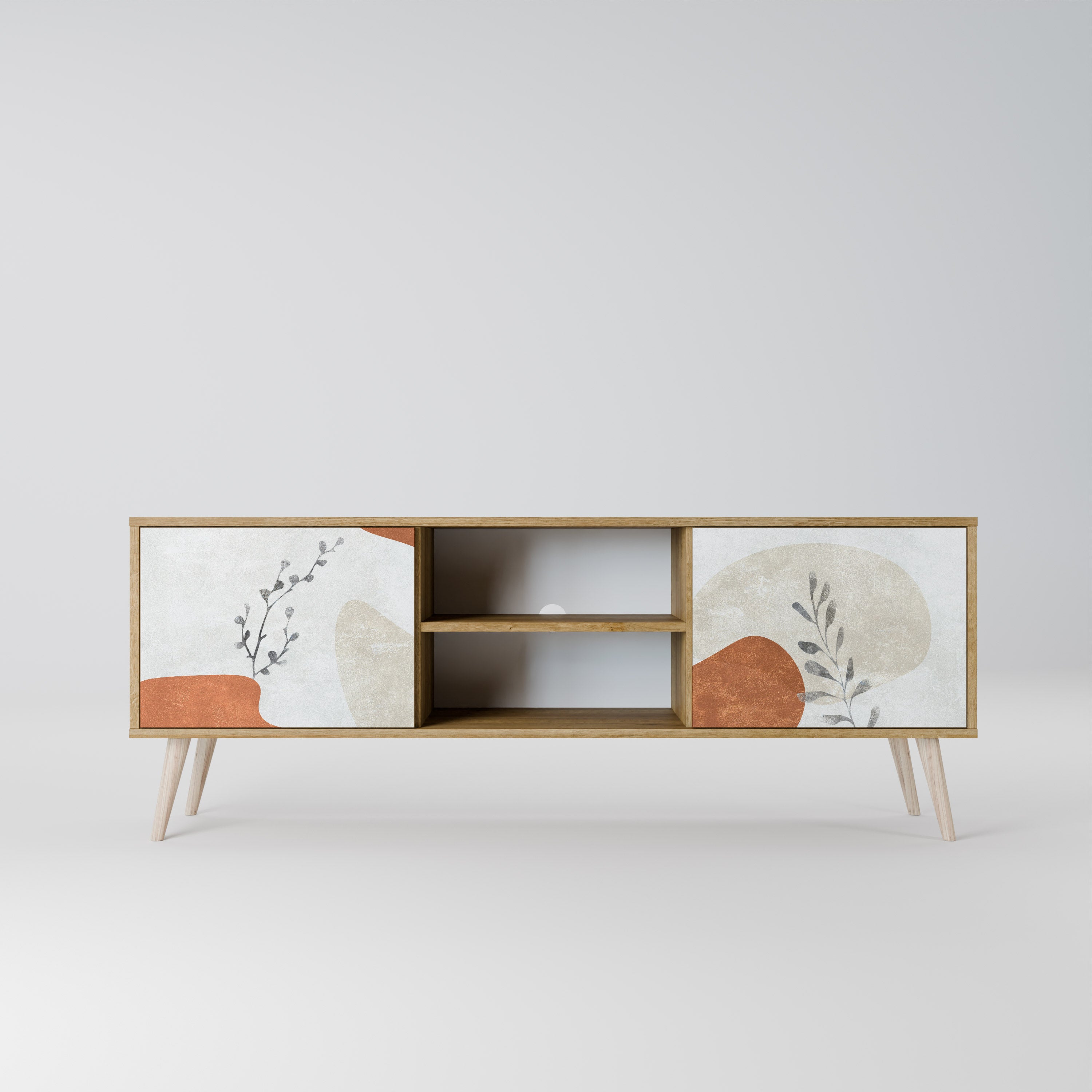 Mueble de TV de 2 puertas TRANQUIL TWIG con efecto roble