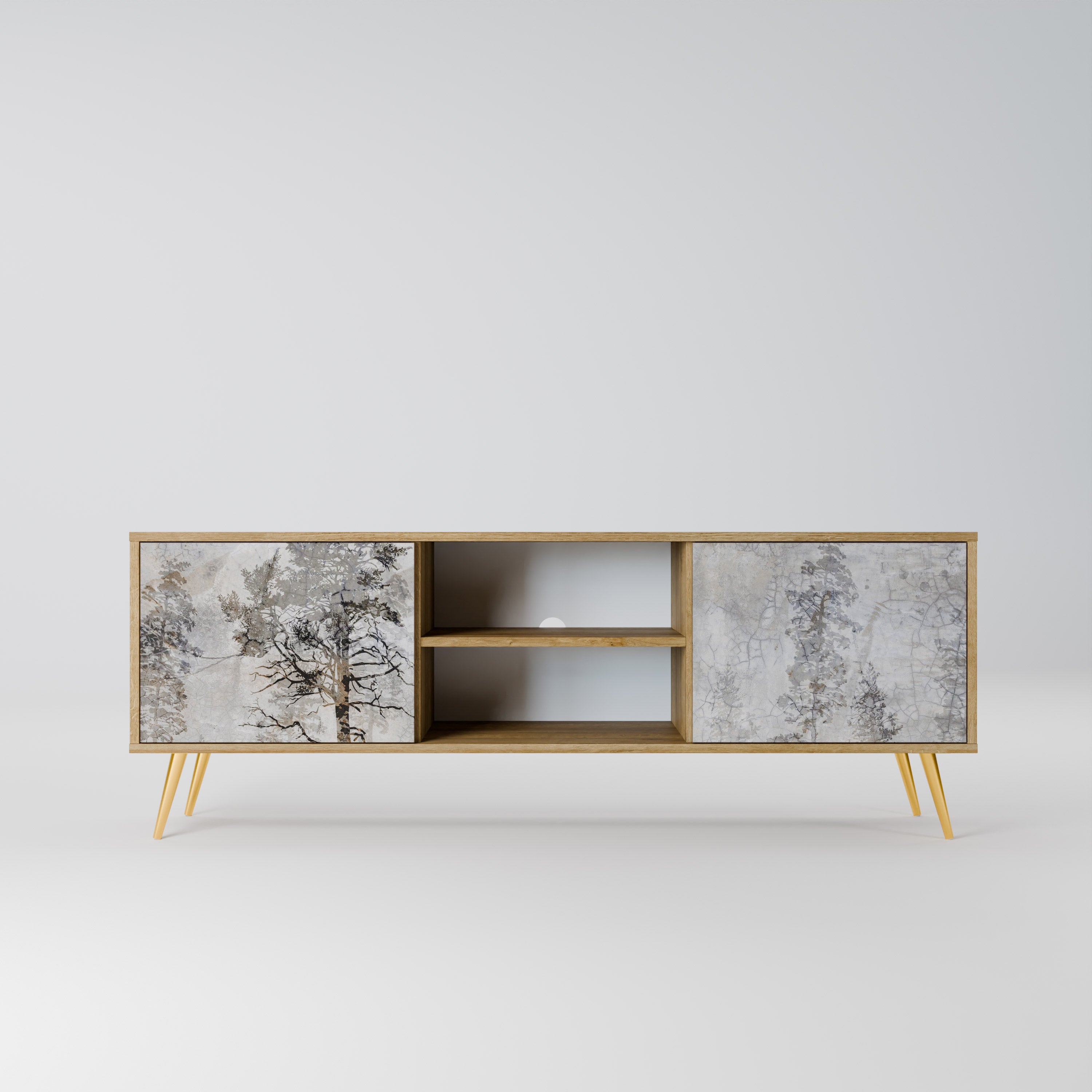 Mueble de TV de 2 puertas FADE IN THE TREES con efecto roble