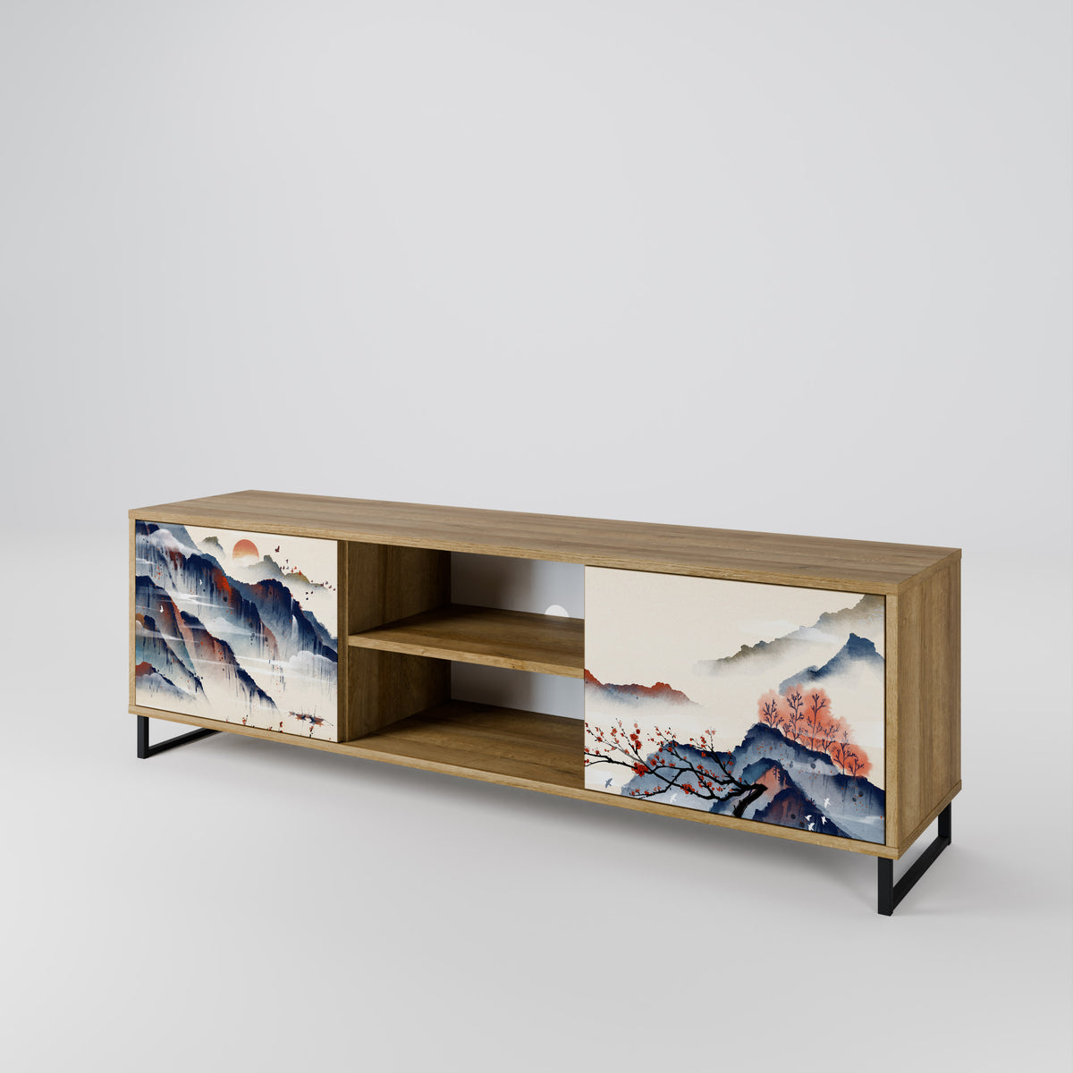 JAPANESE LANDSCAPE Mueble de TV de 2 Puertas