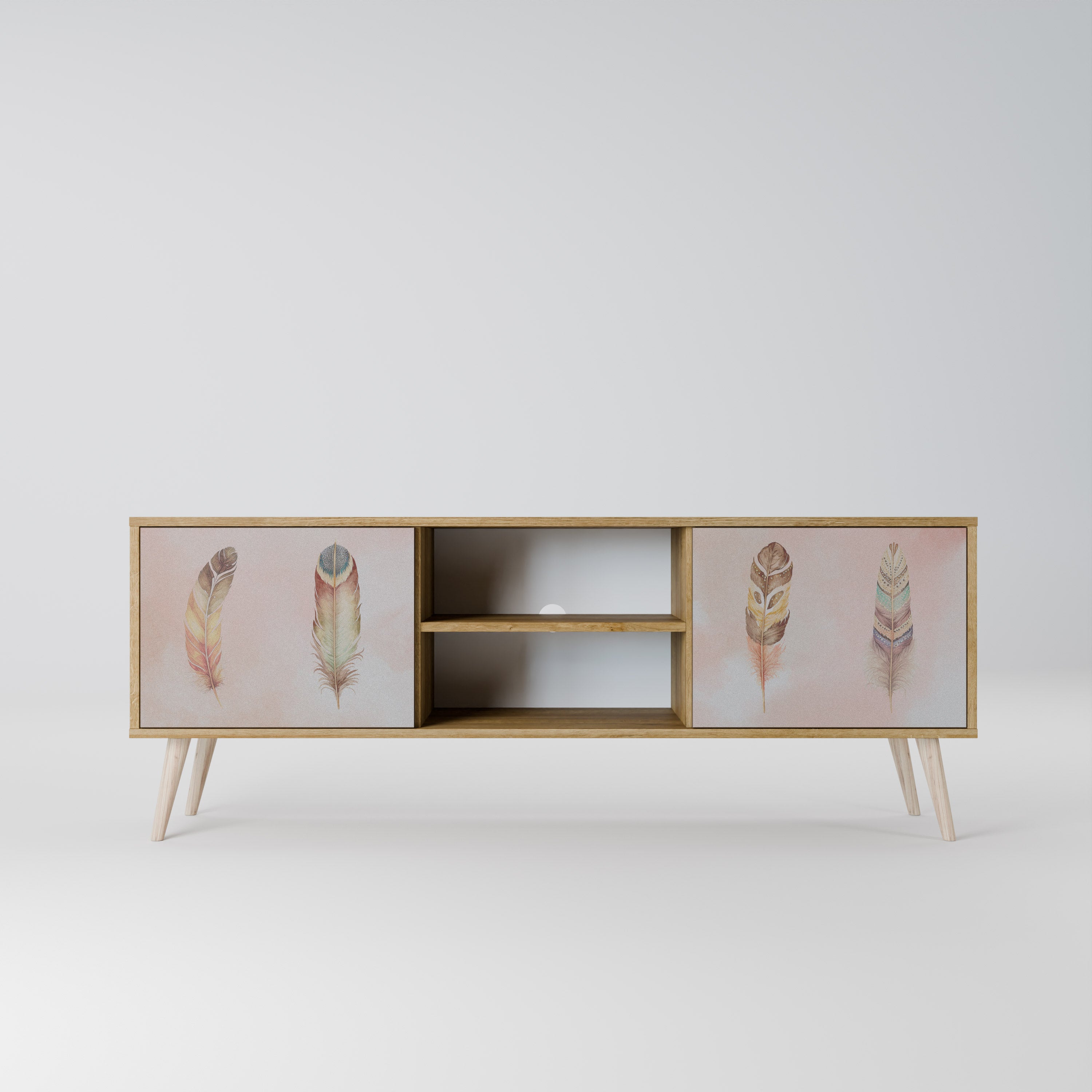 Mueble de TV de 2 puertas THE DELIQUESCE con efecto roble