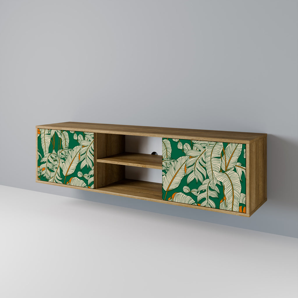 Mueble de TV de 2 puertas VERDANT PLEASURES con efecto roble