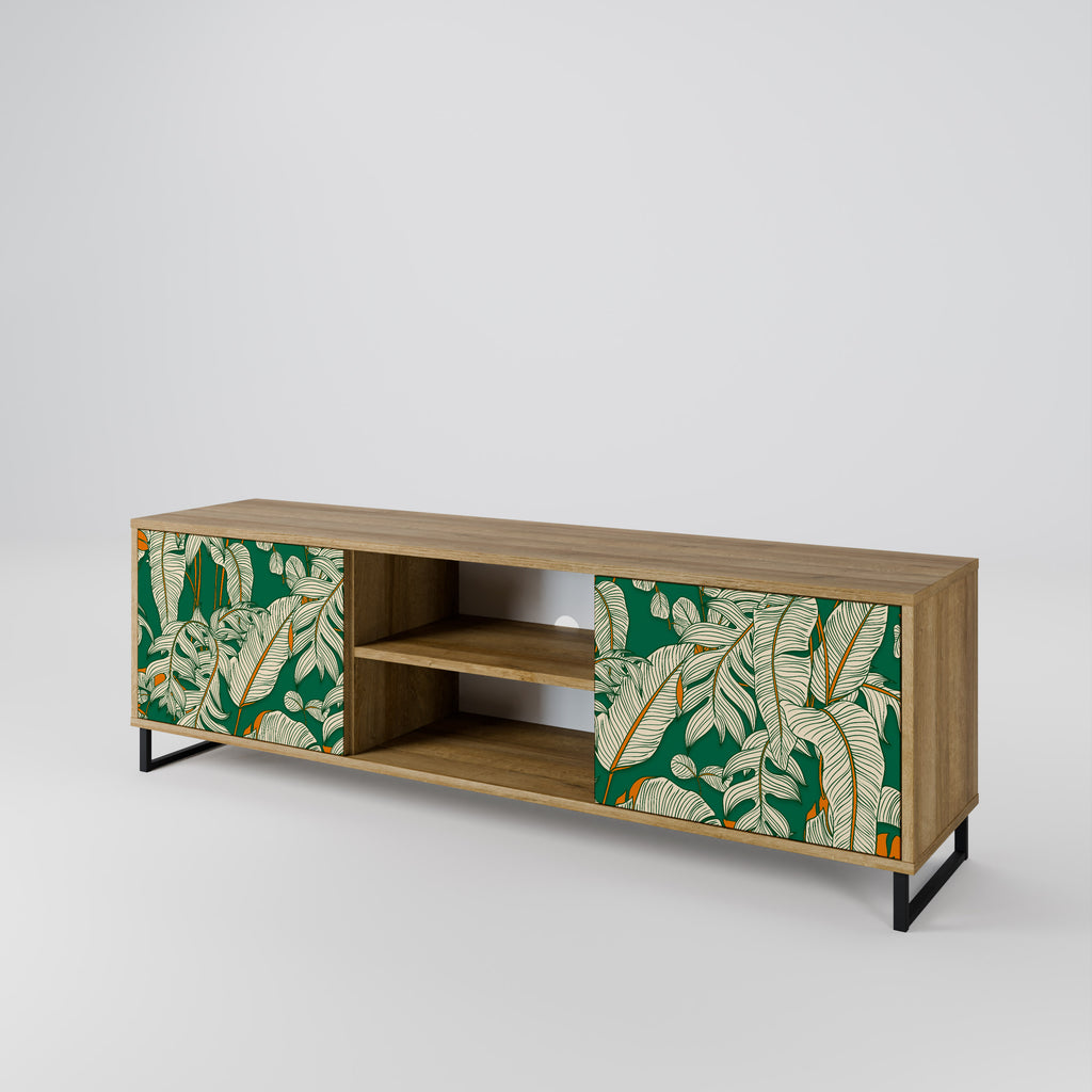 Mueble de TV de 2 puertas VERDANT PLEASURES con efecto roble