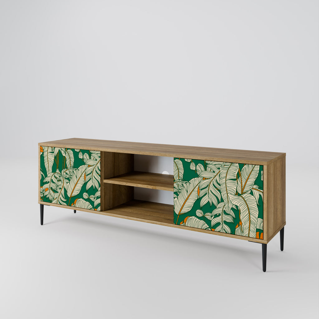 Mueble de TV de 2 puertas VERDANT PLEASURES con efecto roble
