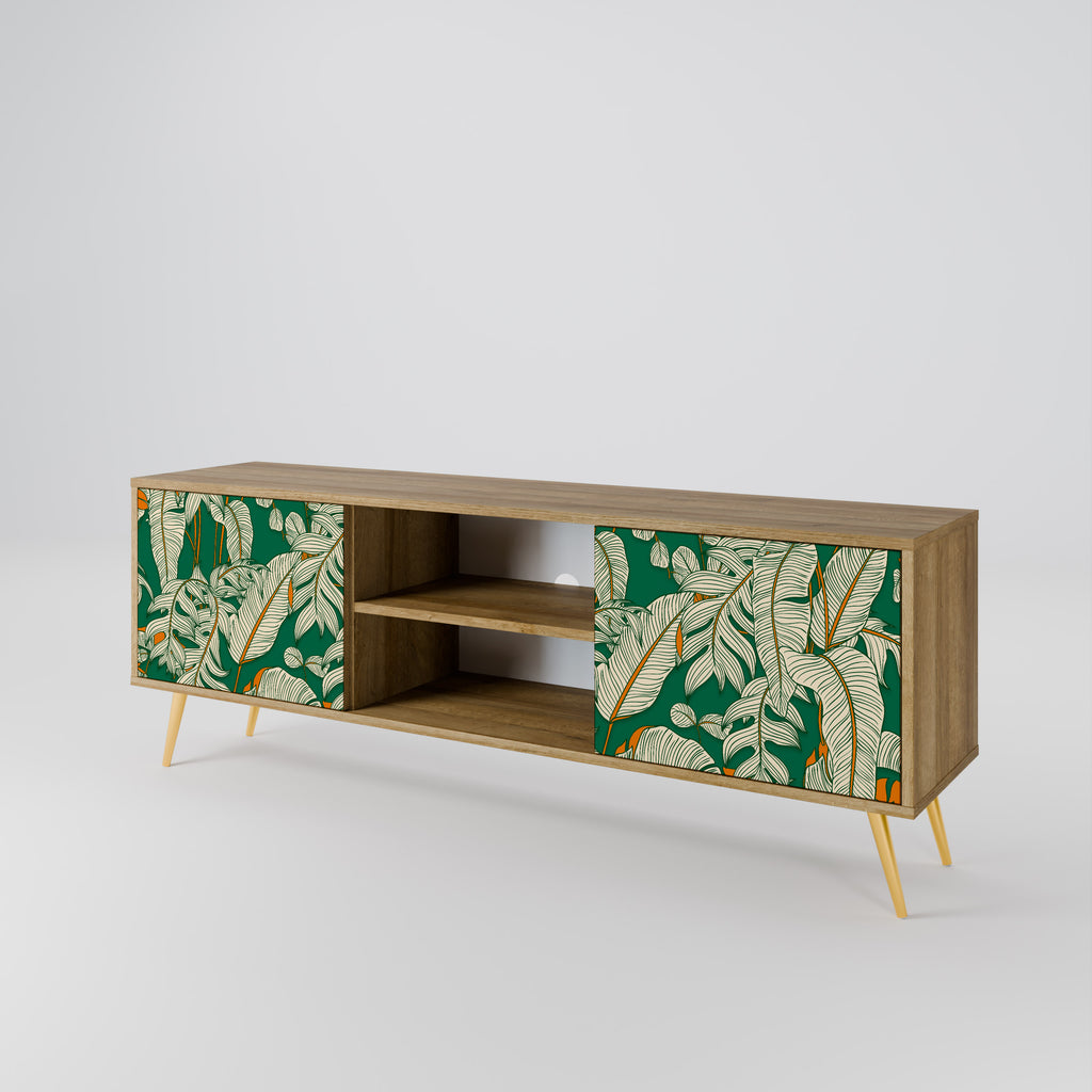 Mueble de TV de 2 puertas VERDANT PLEASURES con efecto roble