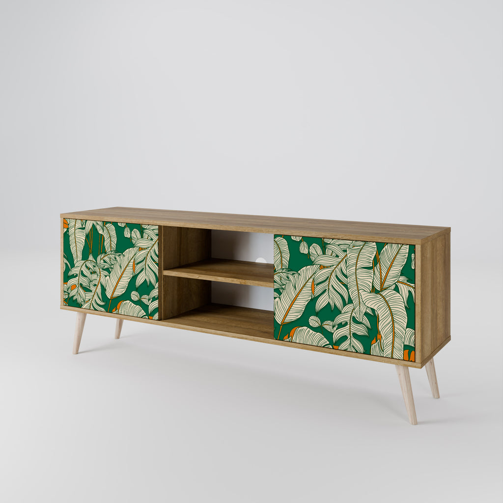 Mueble de TV de 2 puertas VERDANT PLEASURES con efecto roble
